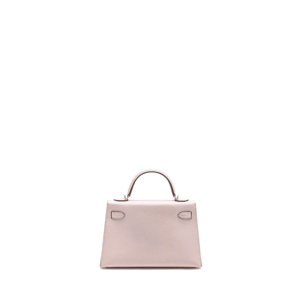 HERMES MINI KELLY II SPECIAL ORDER CHEVRE MYSORE LEATHER MAUVE PALE / GOLD SHW