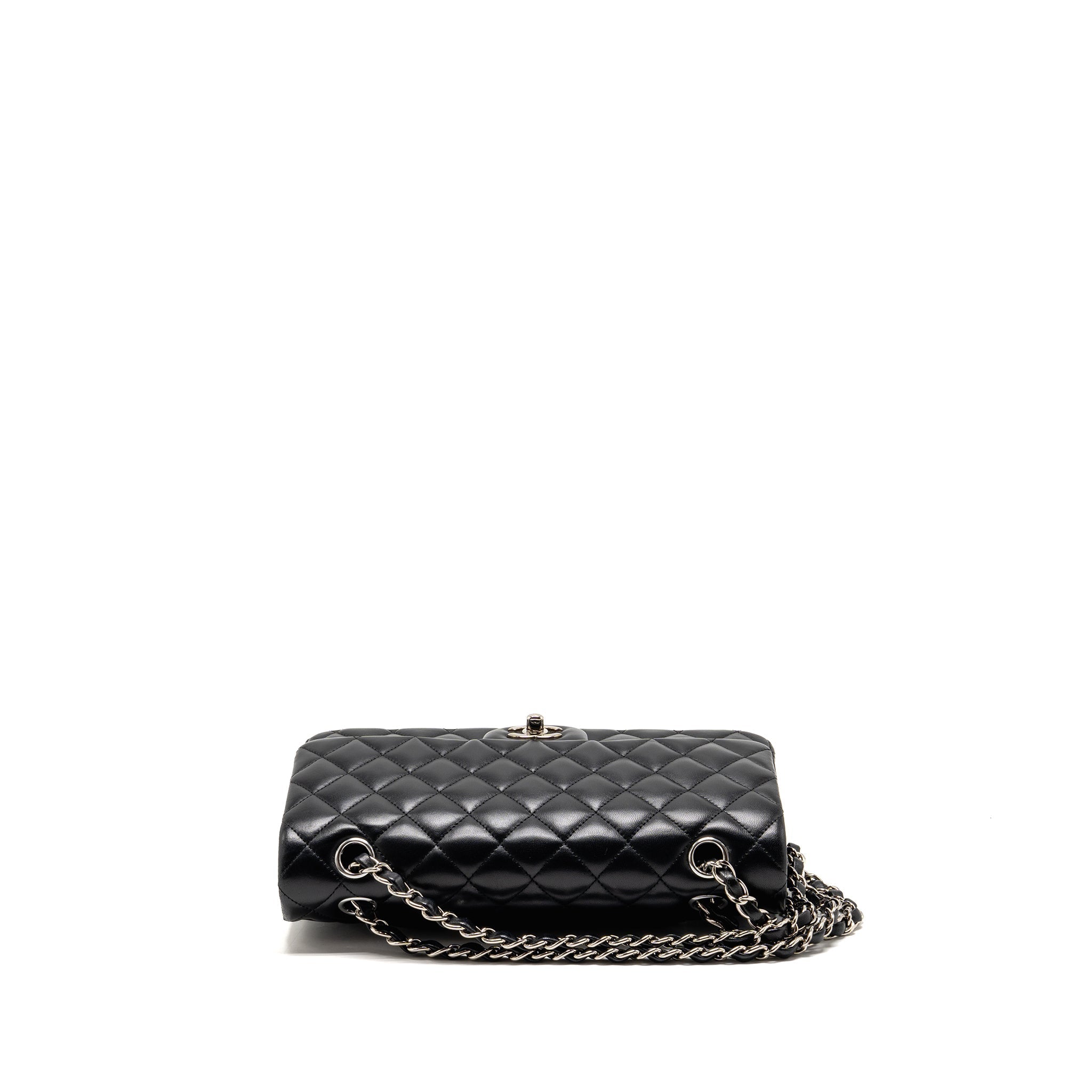 CHANEL MEDIUM CLASSIC DOUBLE FLAP BAG LAMBSKIN BLACK SHW