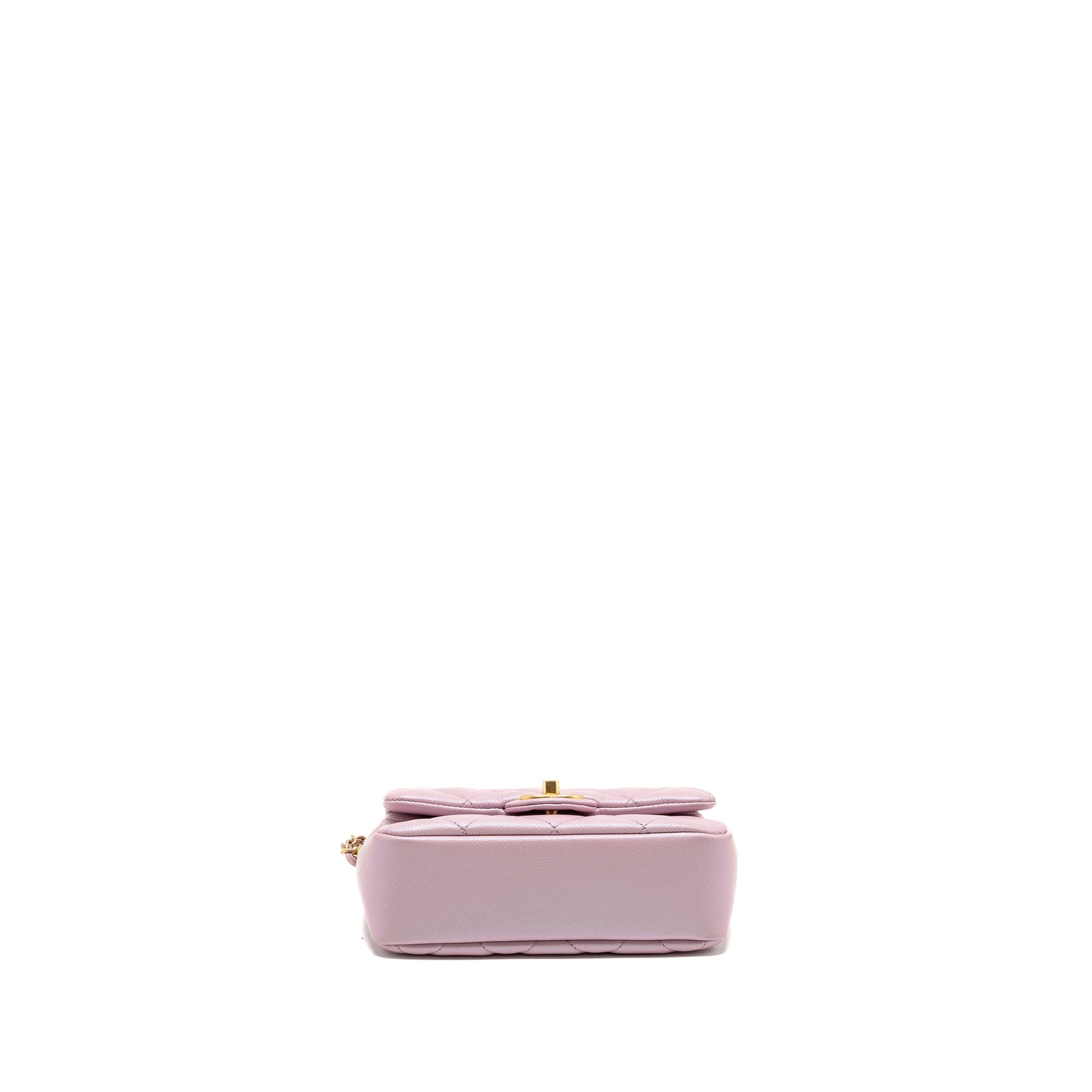 CHANEL 21K MY PERFECT MINI FLAP BAG CAVIAR IRIDESCENT PINK GHW (MICROCHIP)