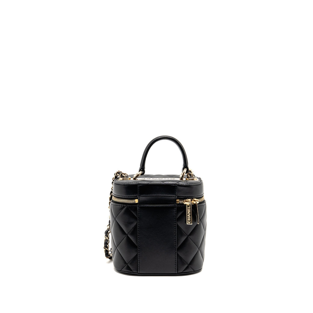 CHANEL TRENDY CC ROUND VANITY CASE CROSSBODY BAG LAMBSKIN BLACK LGHW