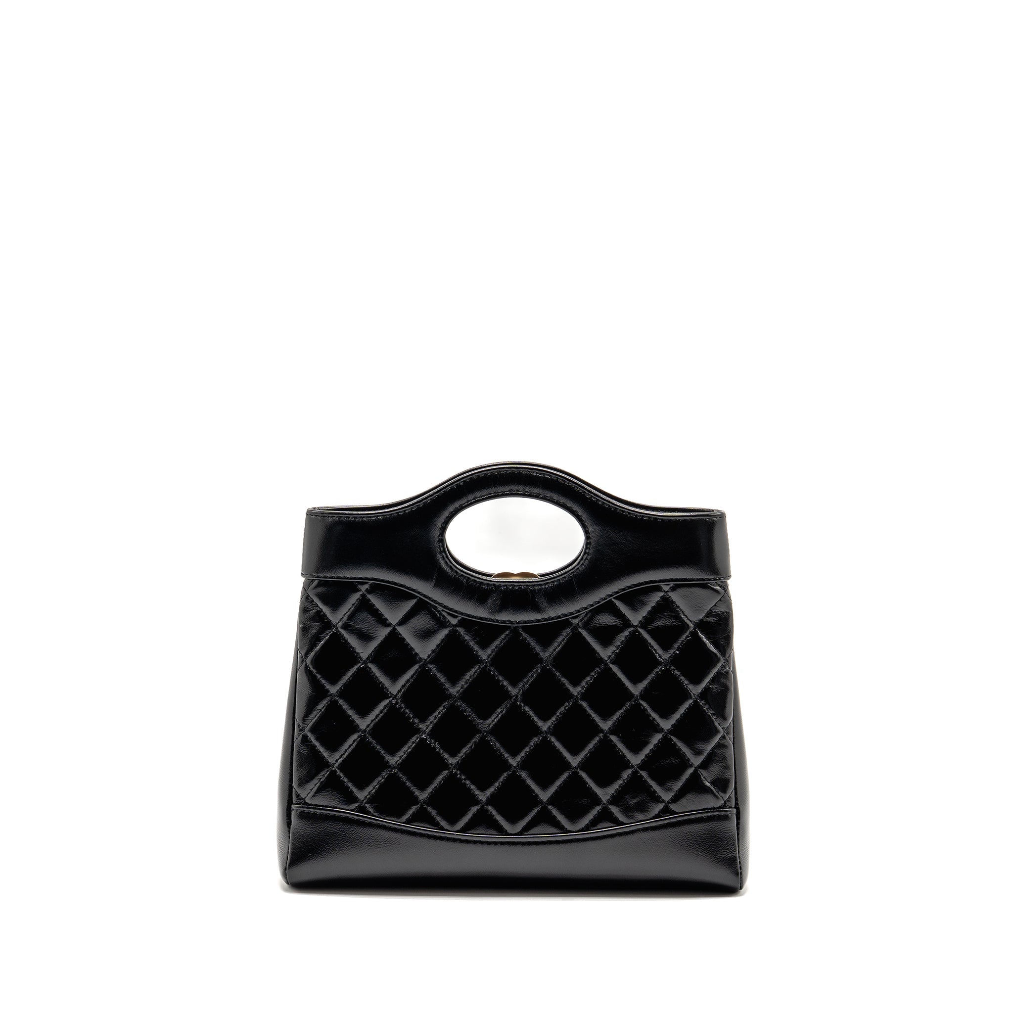 CHANEL MINI 31 BAG SHINY CALFSKIN BLACK LGHW (MICROCHIP)