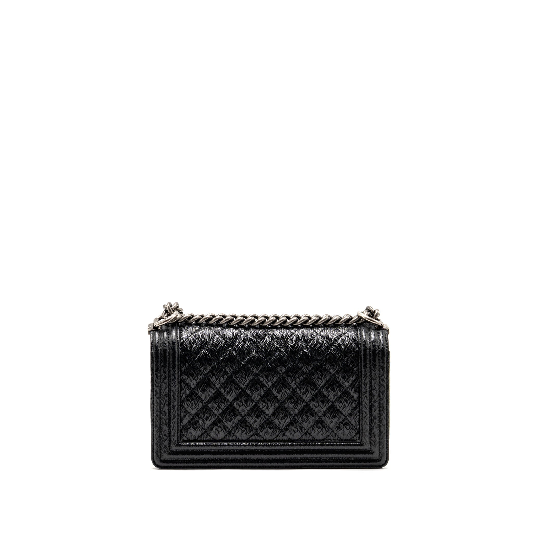CHANEL MEDIUM BOY BAG CAVIAR BLACK SHW