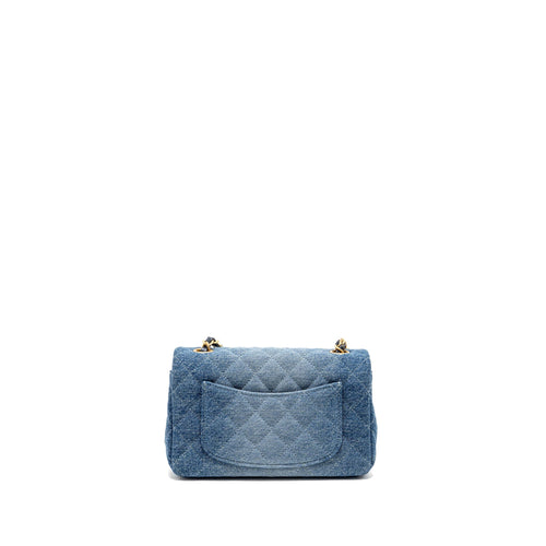 CHANEL MINI RECTANGULAR FLAP BAG DENIM BLUE GHW (MICROCHIP)