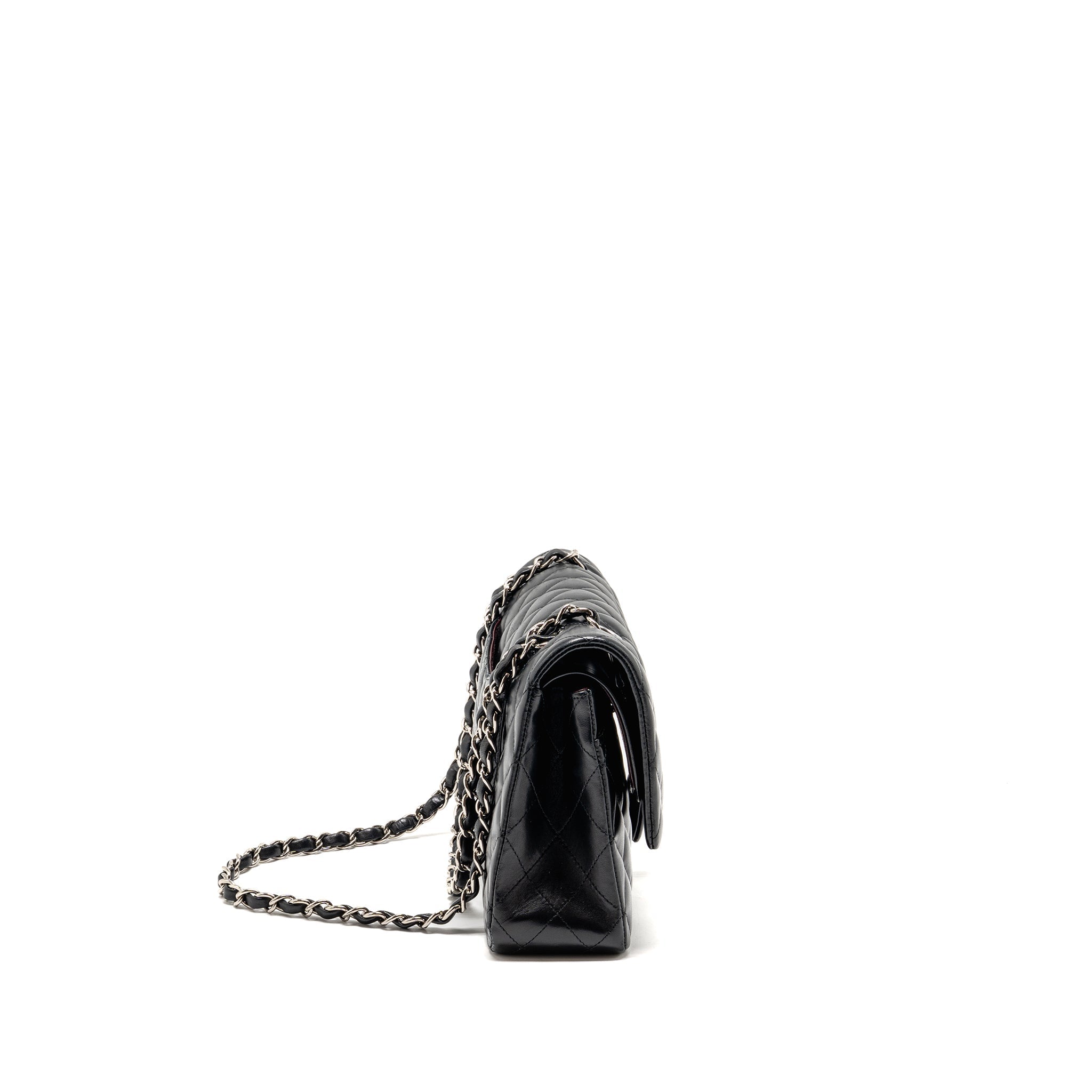 CHANEL MEDIUM CLASSIC DOUBLE FLAP BAG LAMBSKIN BLACK SHW