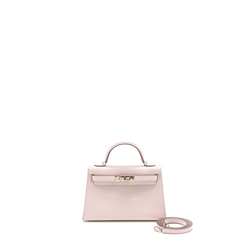 HERMES MINI KELLY II SPECIAL ORDER CHEVRE MYSORE LEATHER MAUVE PALE / GOLD SHW