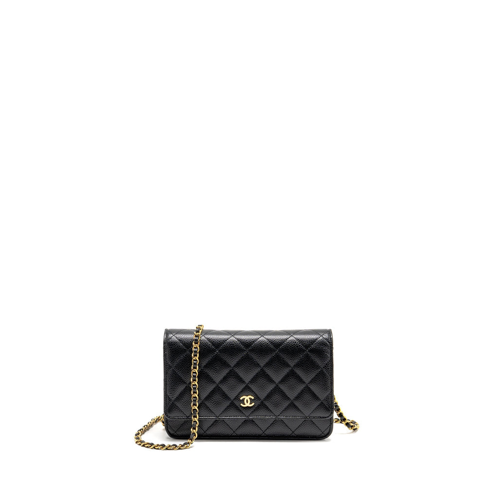 CHANEL CLASSIC WALLET ON CHAIN CAVIAR BLACK GHW (MICROCHIP)