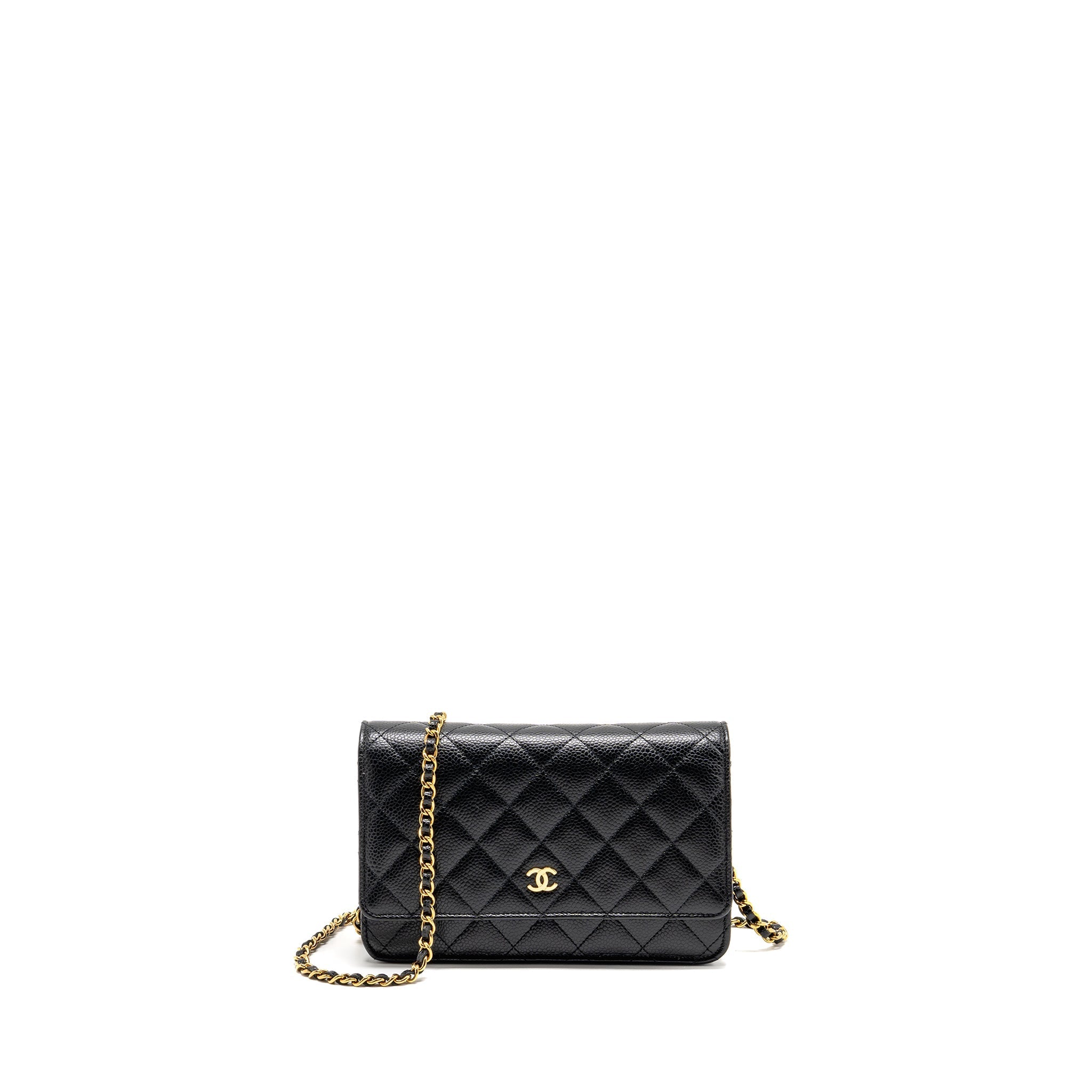 CHANEL CLASSIC WALLET ON CHAIN CAVIAR BLACK GHW (MICROCHIP)