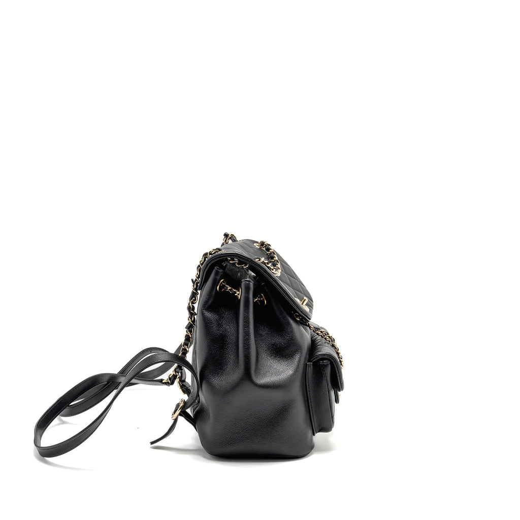 CHANEL LARGE DUMA BACKPACK CALFSKIN BLACK LGHW (MICROCHIP)