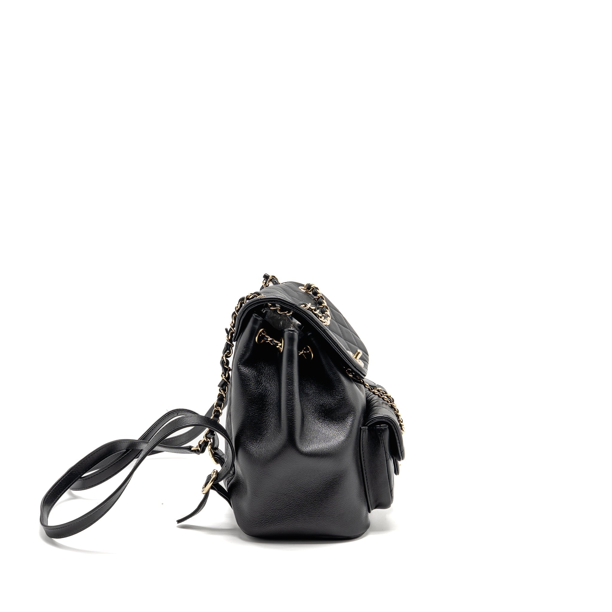 CHANEL LARGE DUMA BACKPACK CALFSKIN BLACK LGHW (MICROCHIP)