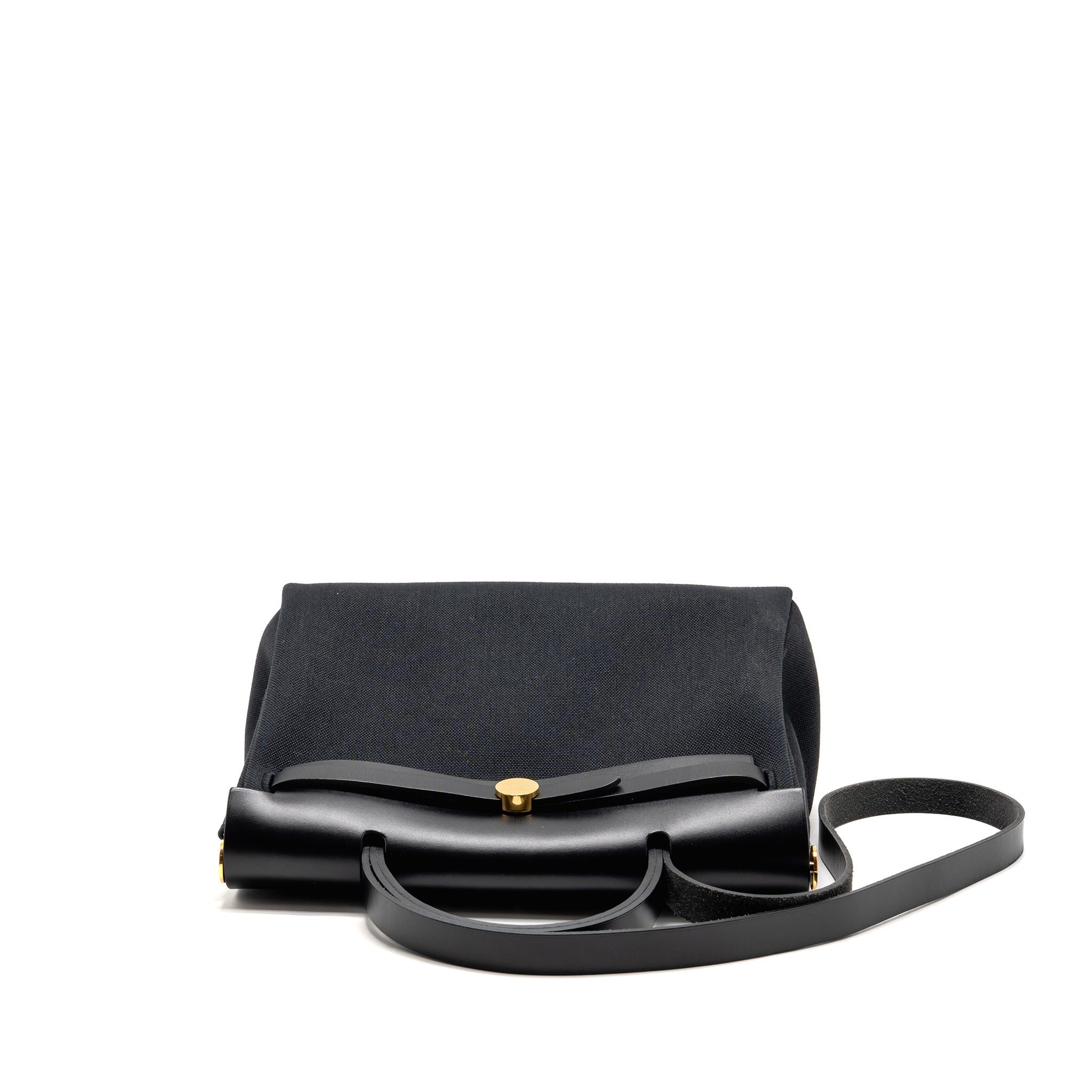 HERMES HERBAG 31 HUNTER LEATHER/CANVAS BLACK GHW