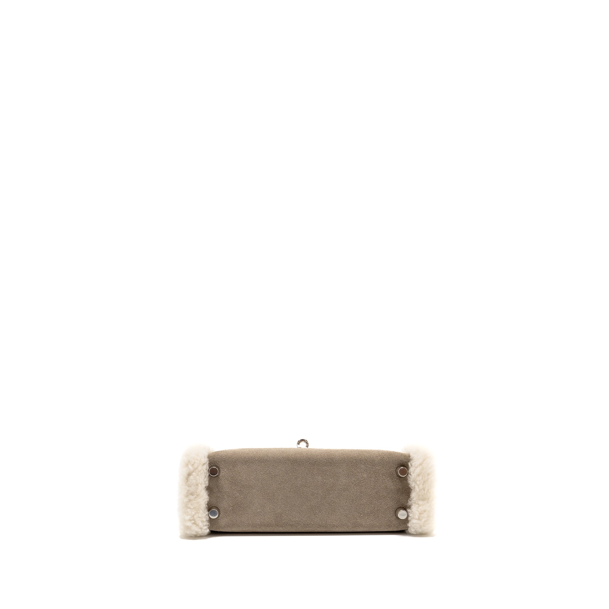 HERMES MINI KELLY PLUCH GRIZZLY/SWIFT/MOUTON MERINOS GRIS CAILLOU/ECRU/ETOUPE SHW