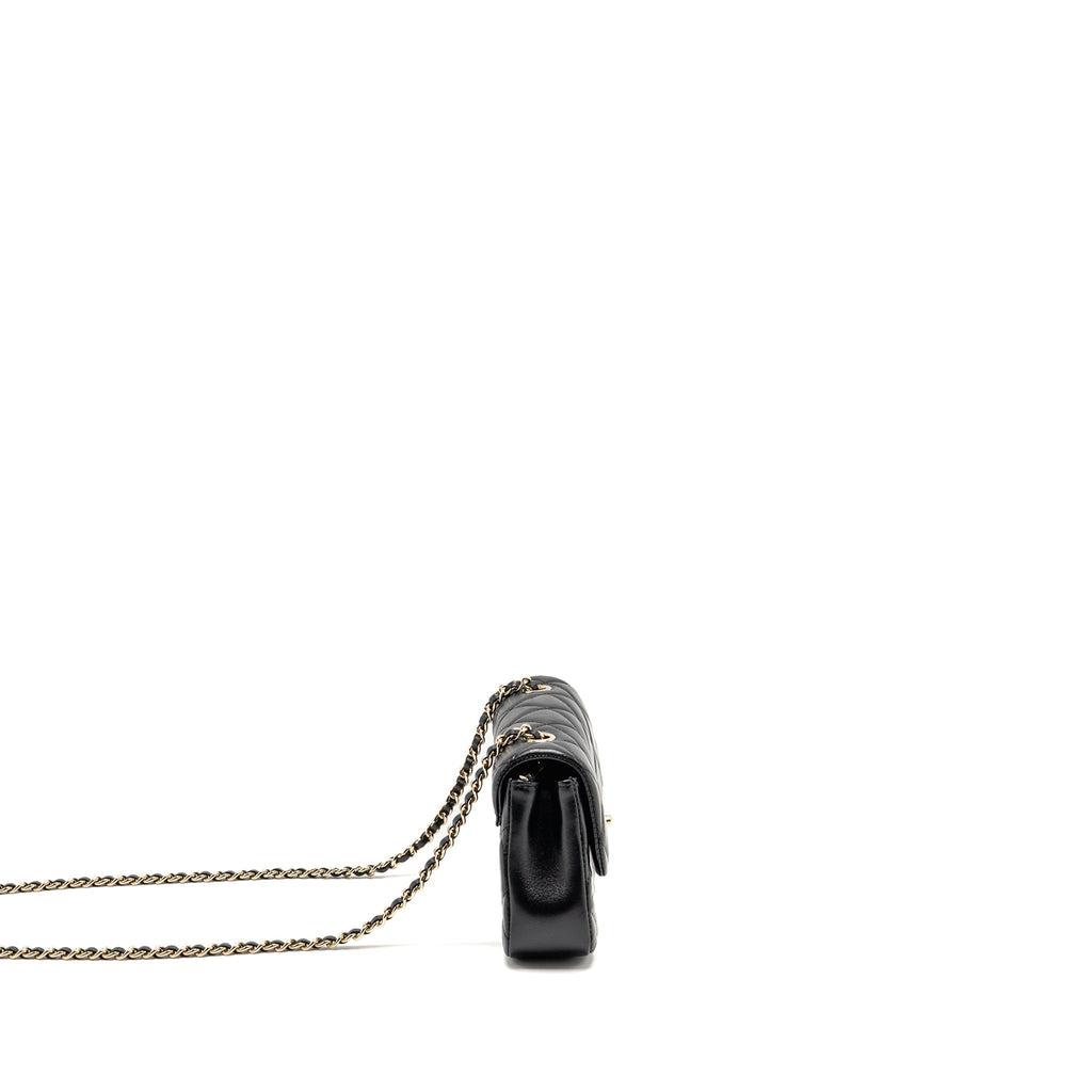 CHANEL 25S MINI FLAP BAG LAMBSKIN BLACK GHW(MICROCHIP)