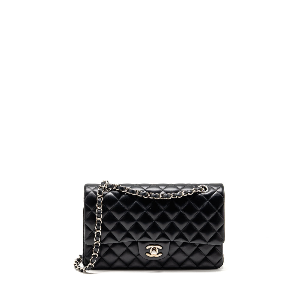 CHANEL MEDIUM CLASSIC DOUBLE FLAP BAG LAMBSKIN BLACK SHW