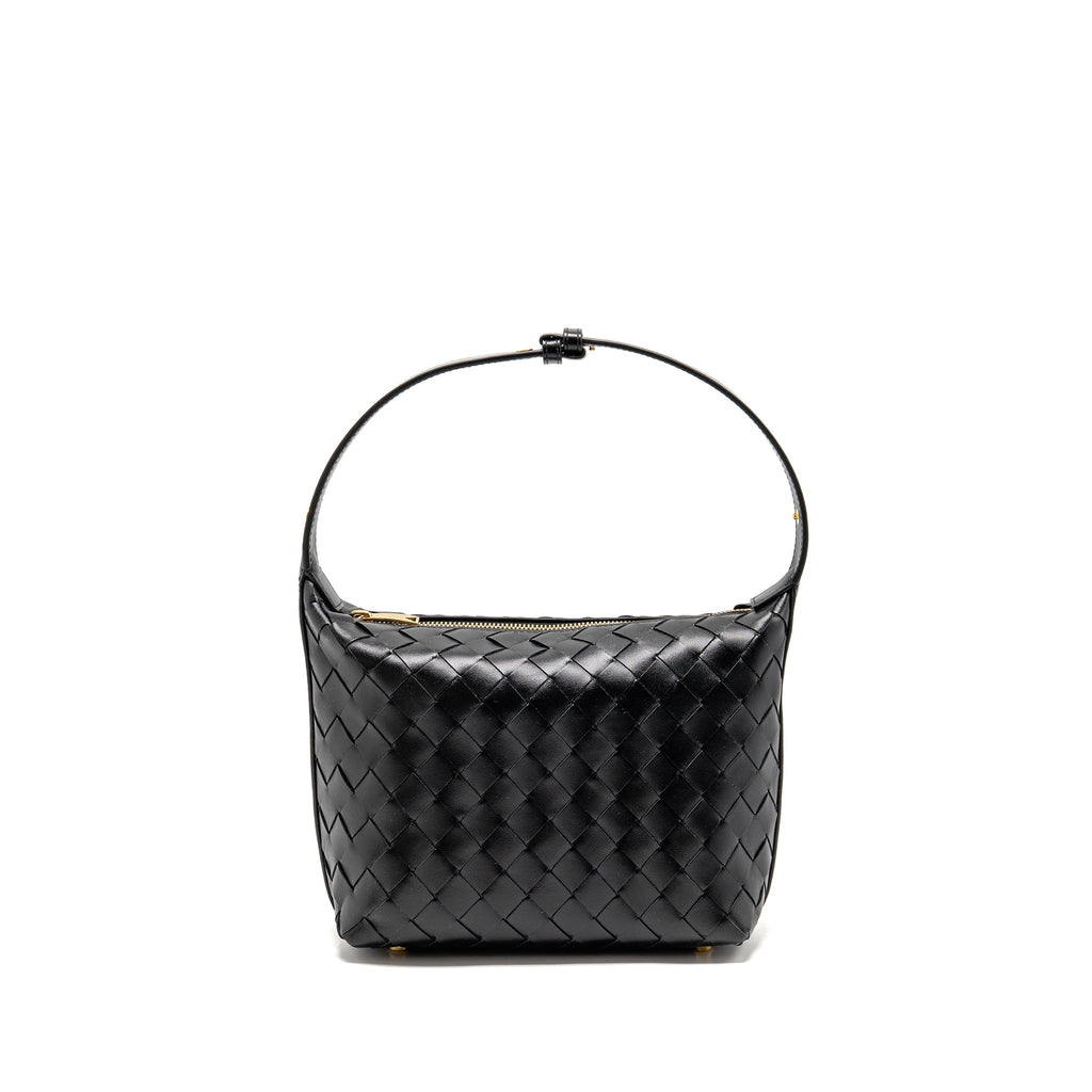 BOTTEGA VENETA MINI WALLACE SHOULDER BAG CALFSKIN BLACK GHW
