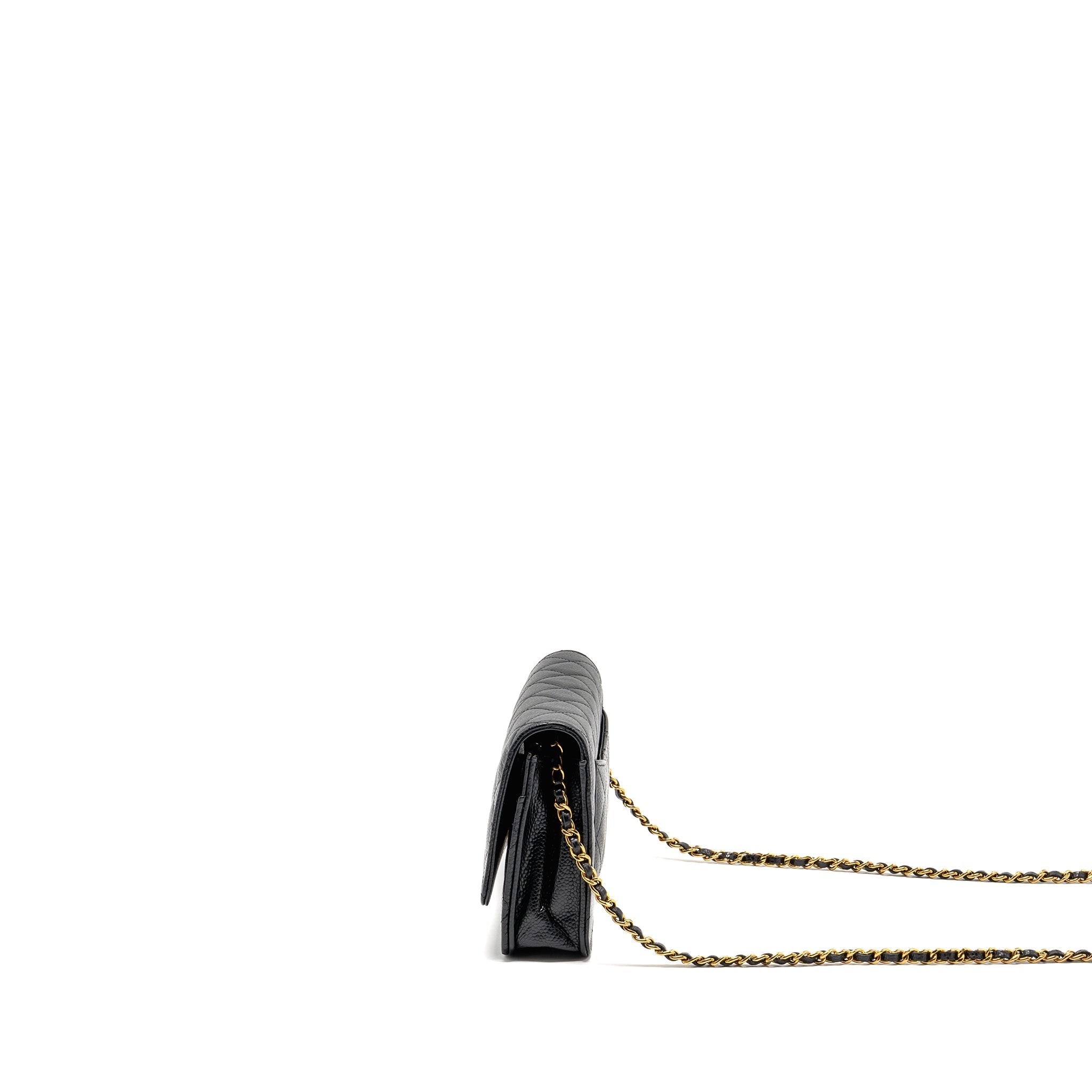 CHANEL CLASSIC WALLET ON CHAIN CAVIAR BLACK GHW (MICROCHIP)