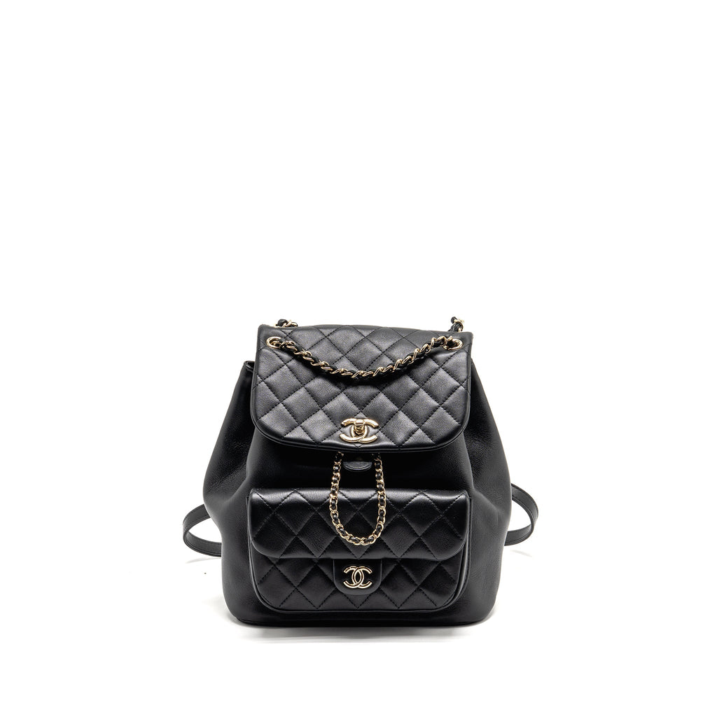CHANEL LARGE DUMA BACKPACK CALFSKIN BLACK LGHW (MICROCHIP)