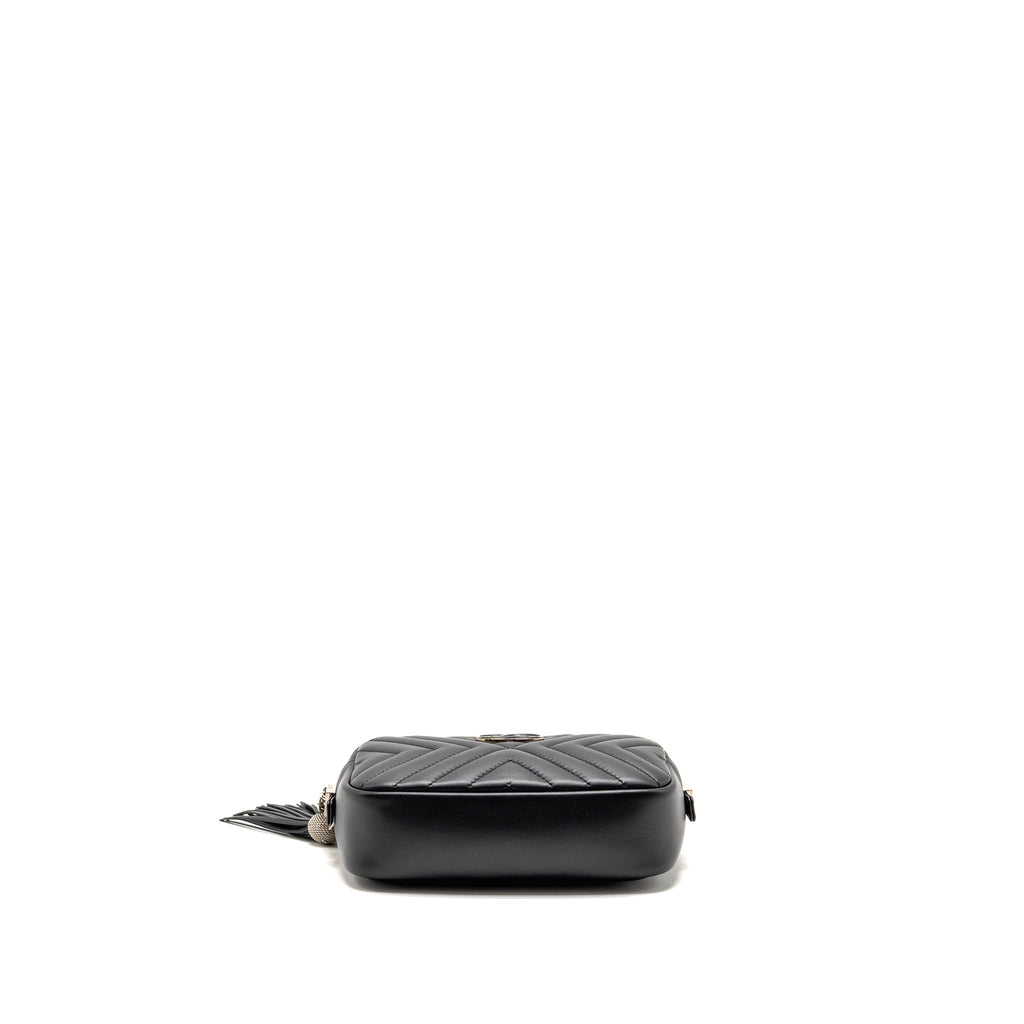 CHANEL DIAGONAL CHEVRON CAMERA BAG WITH DETAILED TASSEL CALFSKIN BLACK SHW