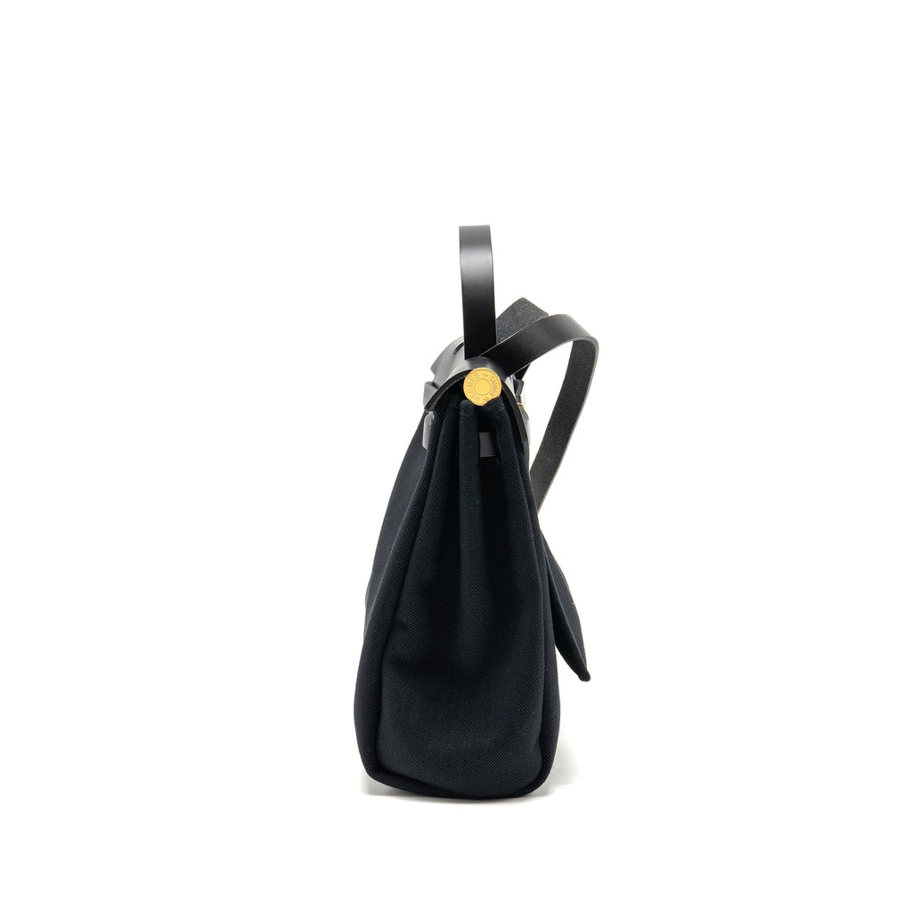 HERMES HERBAG 31 HUNTER LEATHER/CANVAS BLACK GHW