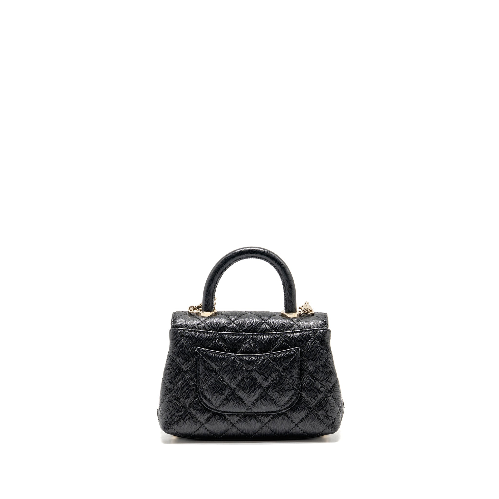 CHANEL MINI COCO HANDLE CAVIAR BLACK LGHW (MICROCHIP)