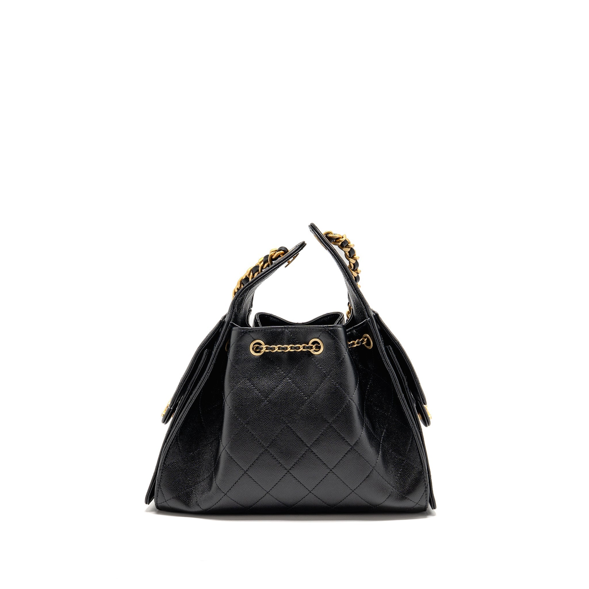 CHANEL 25 SMALL HANDBAG GRAINED CALFSKIN BLACK GHW (MICROCHIP)
