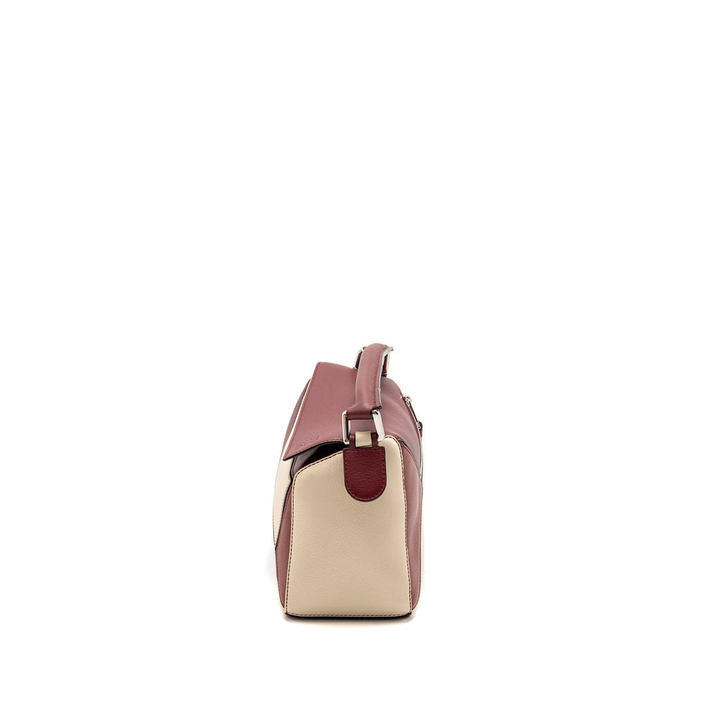 LOEWE SMALL PUZZLE BAG GRAINED CALFSKIN BURGUNDY / MULTICOLOUR SHW