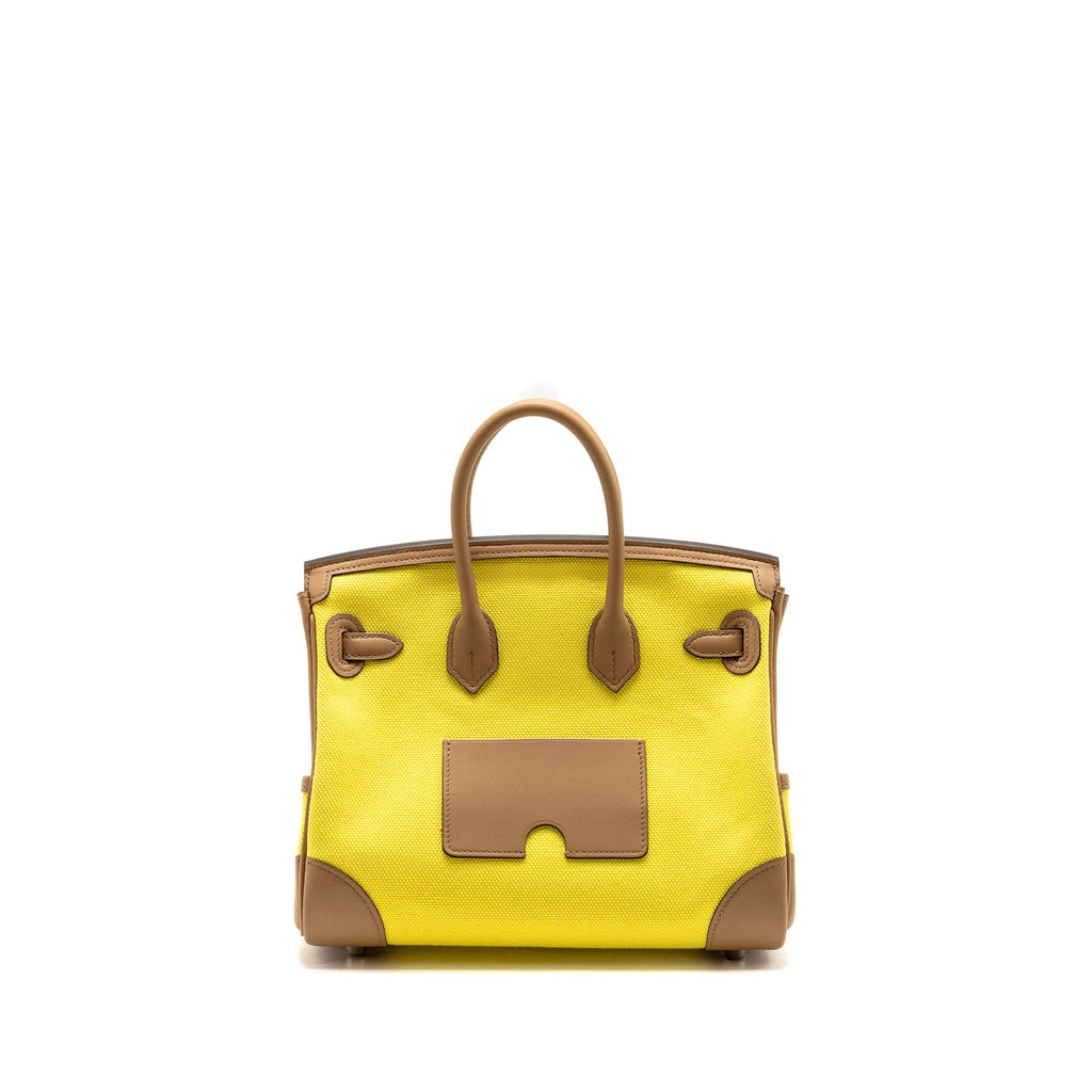 HERMES BIRKIN 25 CARGO TOILE GOELAND / SWIFT JAUNE CITRON / CHAI SHW