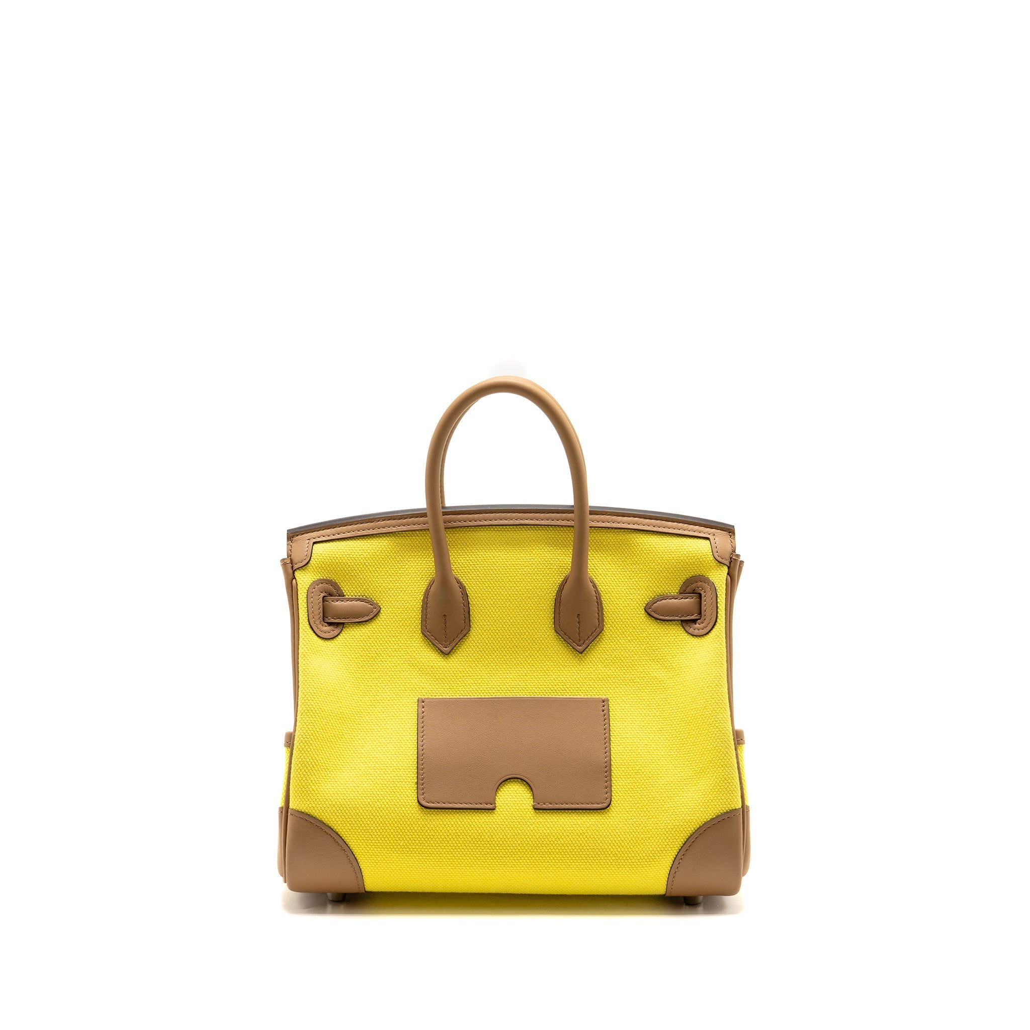 HERMES BIRKIN 25 CARGO TOILE GOELAND / SWIFT JAUNE CITRON / CHAI SHW