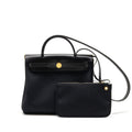 HERMES HERBAG 31 HUNTER LEATHER/CANVAS BLACK GHW