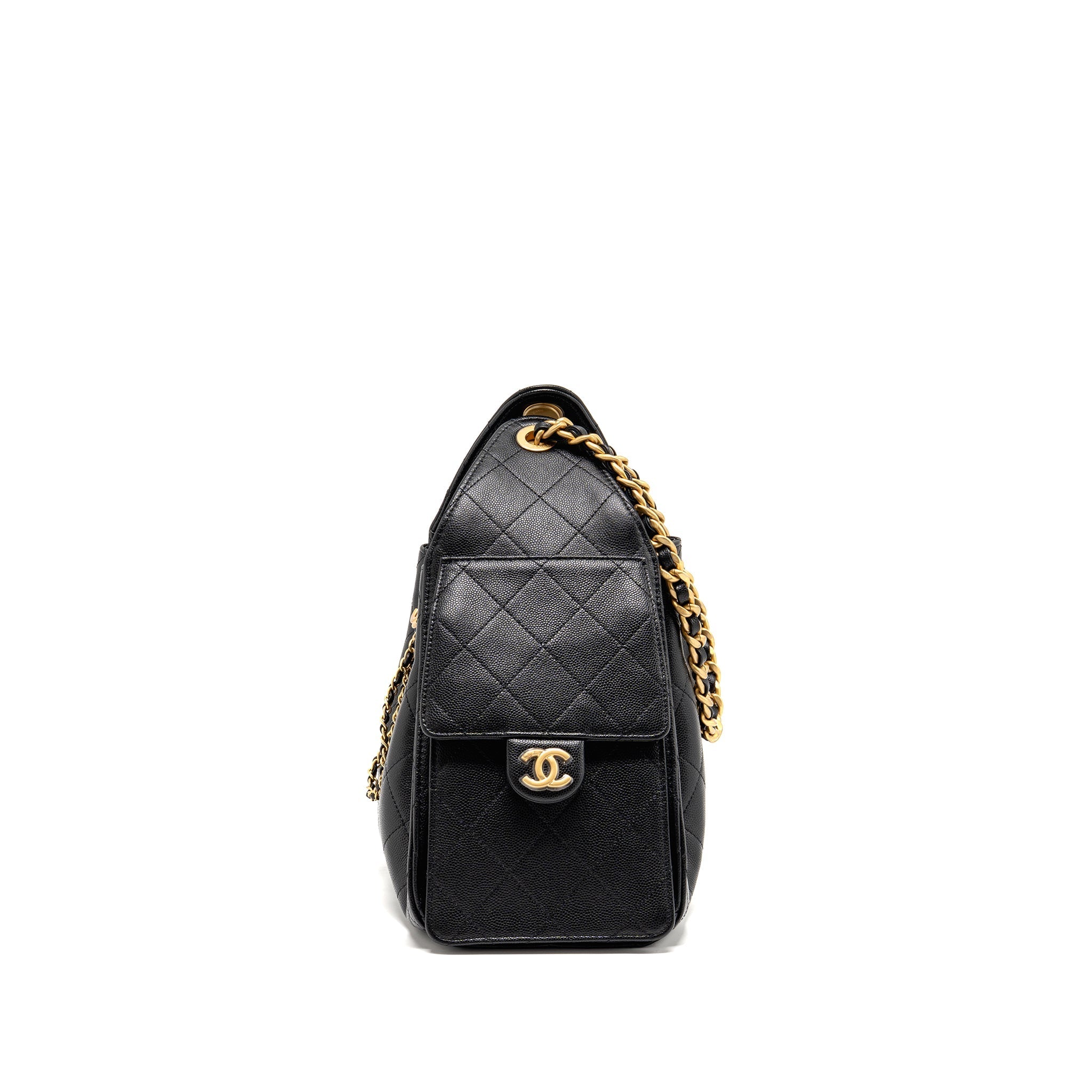 CHANEL 25 SMALL HANDBAG GRAINED CALFSKIN BLACK GHW (MICROCHIP)