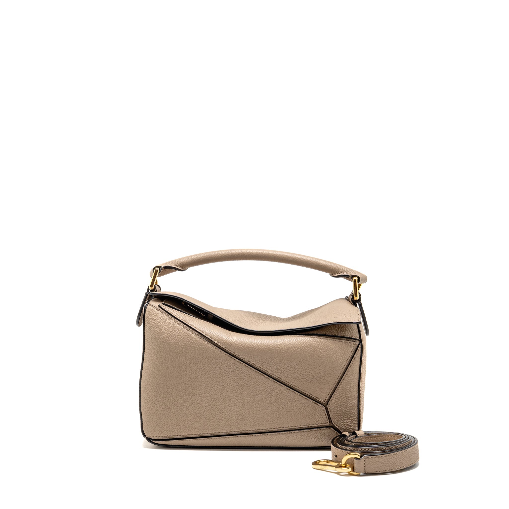LOEWE SMALL PUZZLE BAG GRAINED CALFSKIN SAND GHW