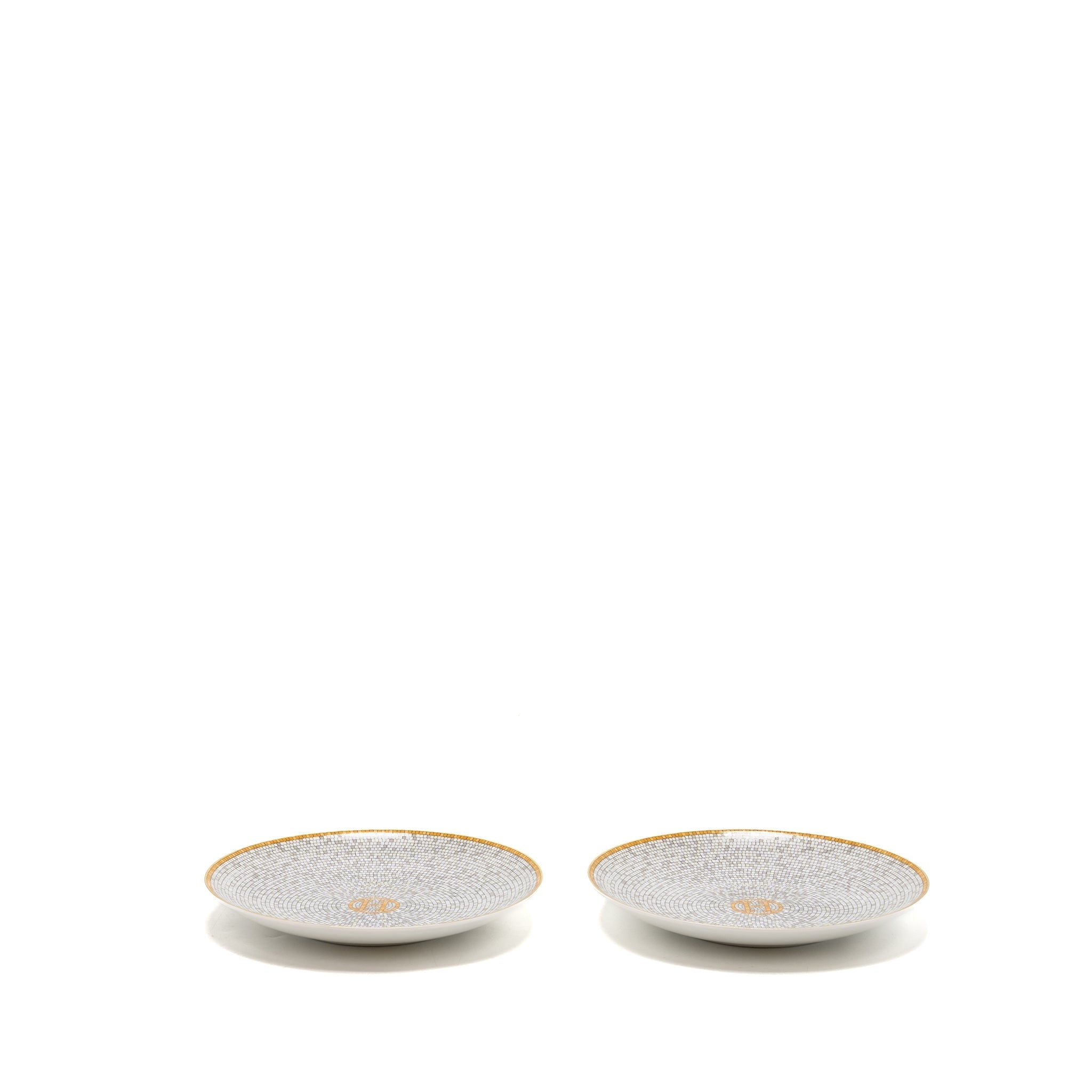 HERMES MOSAIQUE AU 24 GOLD BREAD AND BUTTER PLATES (2 IN A SET)