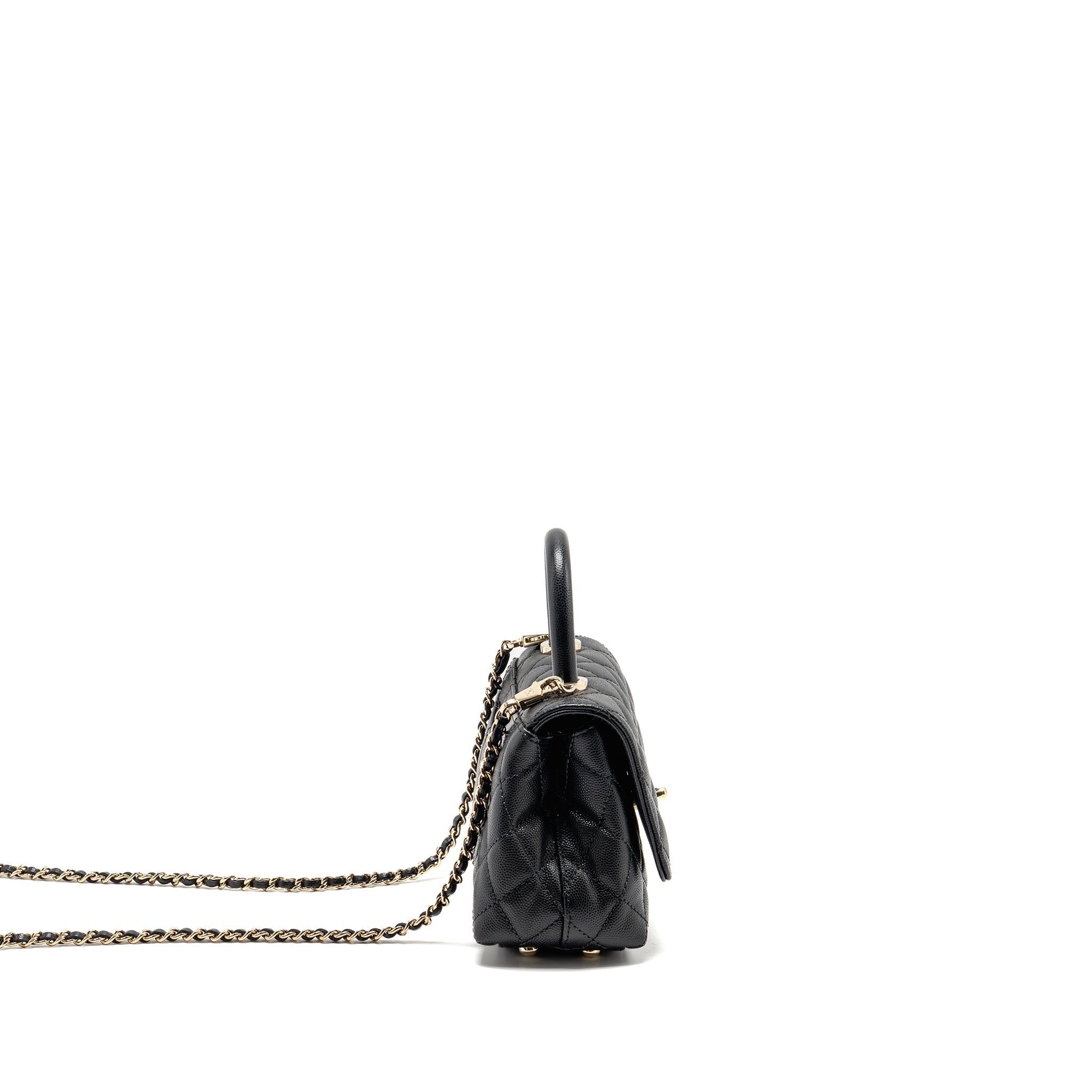 CHANEL MINI COCO HANDLE CAVIAR BLACK LGHW (MICROCHIP)