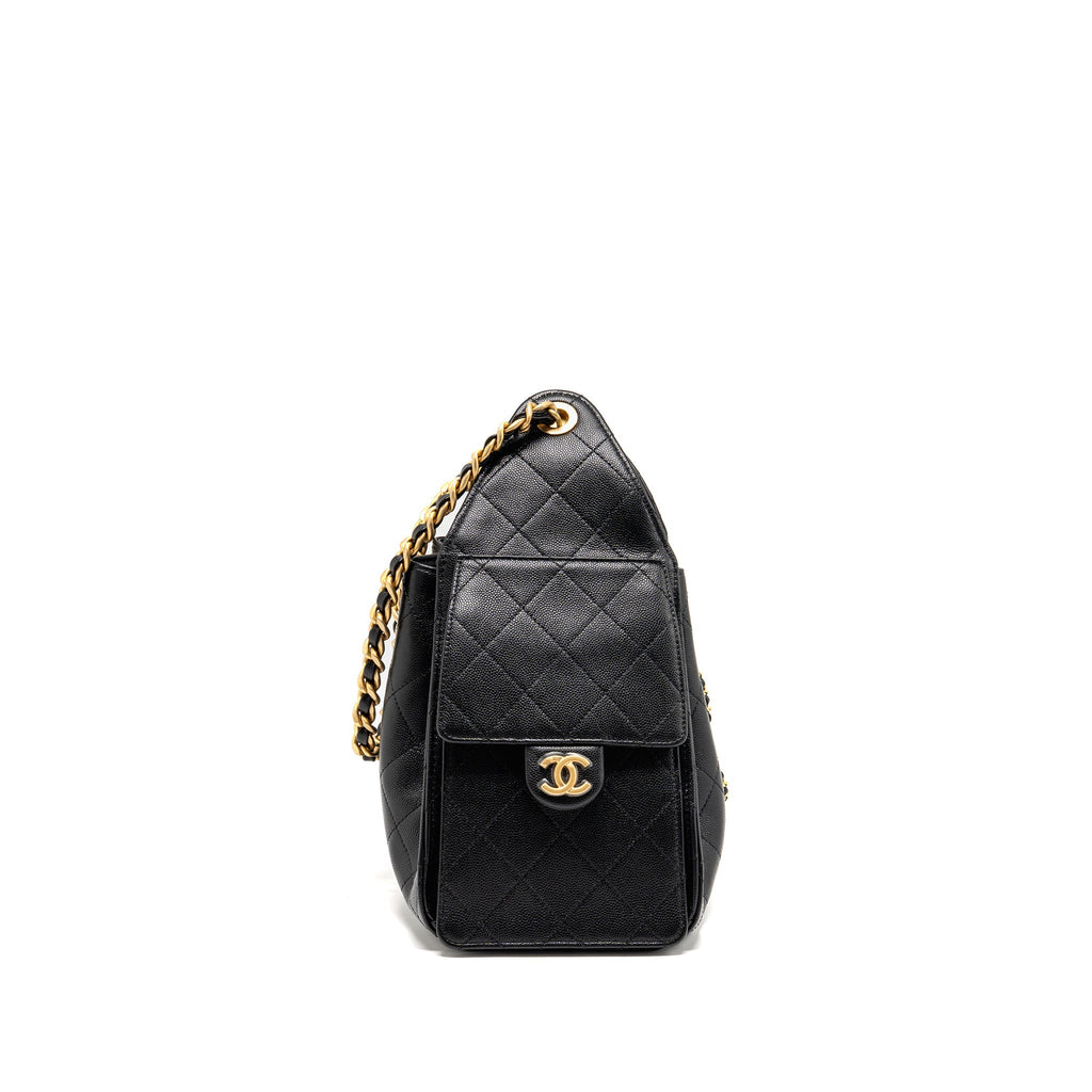 CHANEL 25 SMALL HANDBAG GRAINED CALFSKIN BLACK GHW (MICROCHIP)