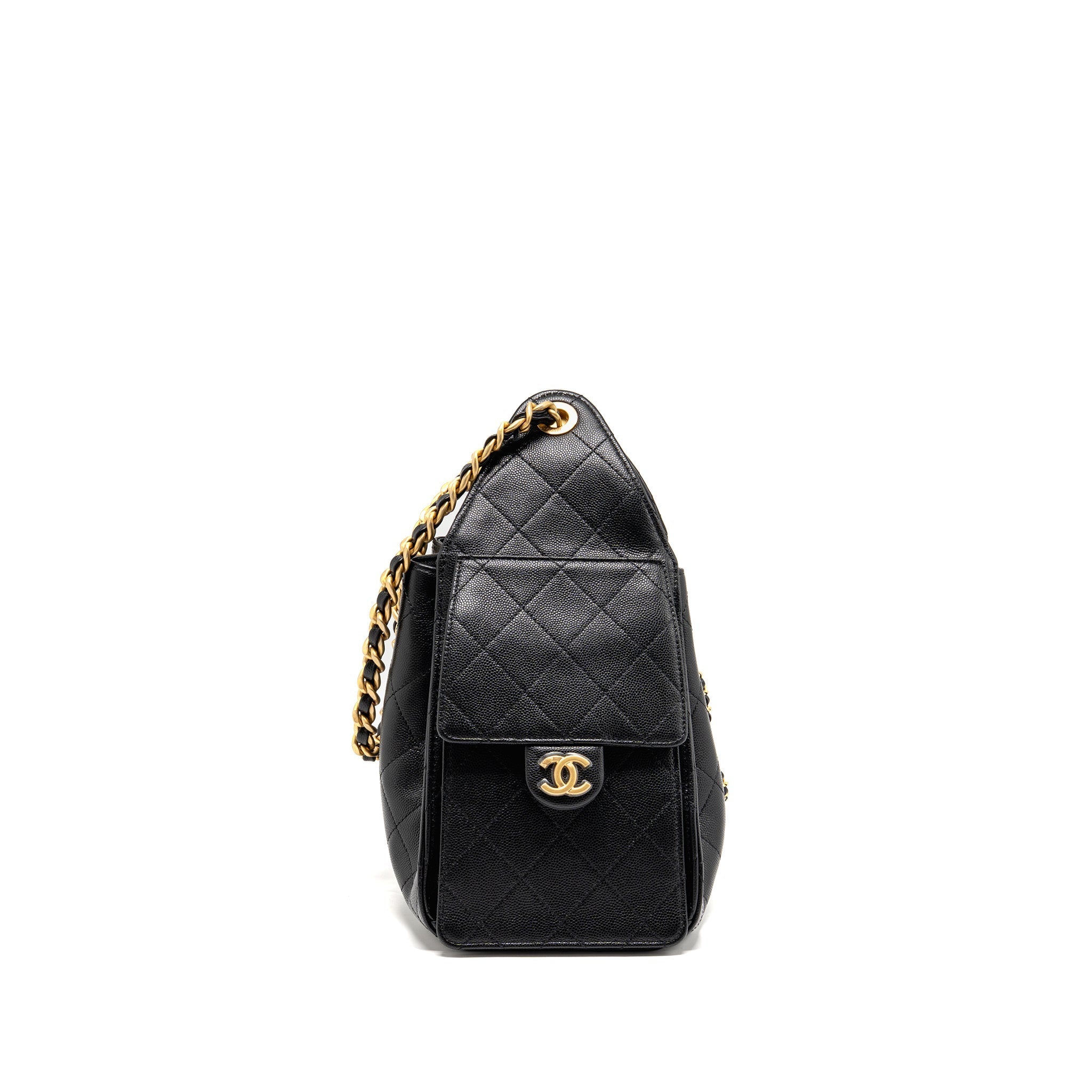 CHANEL 25 SMALL HANDBAG GRAINED CALFSKIN BLACK GHW (MICROCHIP)