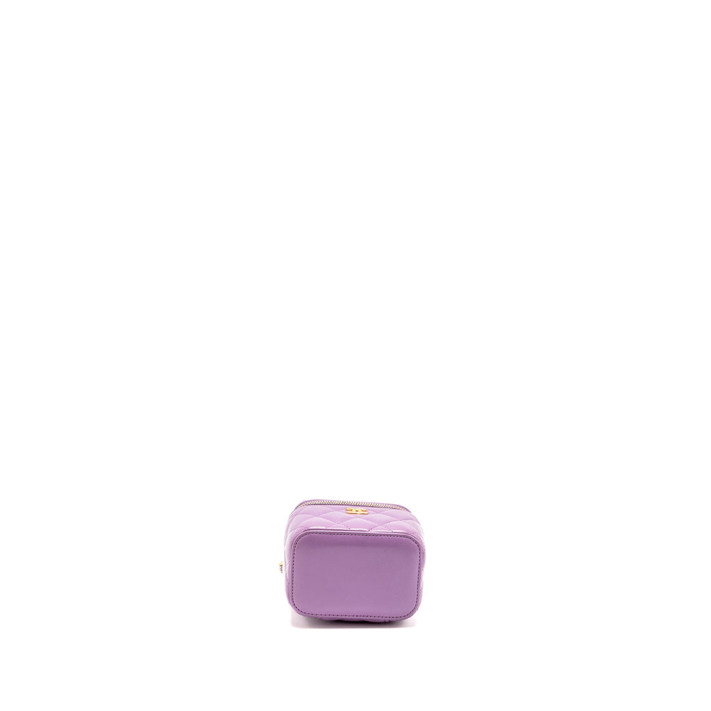 CHANEL PEARL CRUSH MINI VANITY WITH CHAIN LAMBSKIN PURPLE GHW