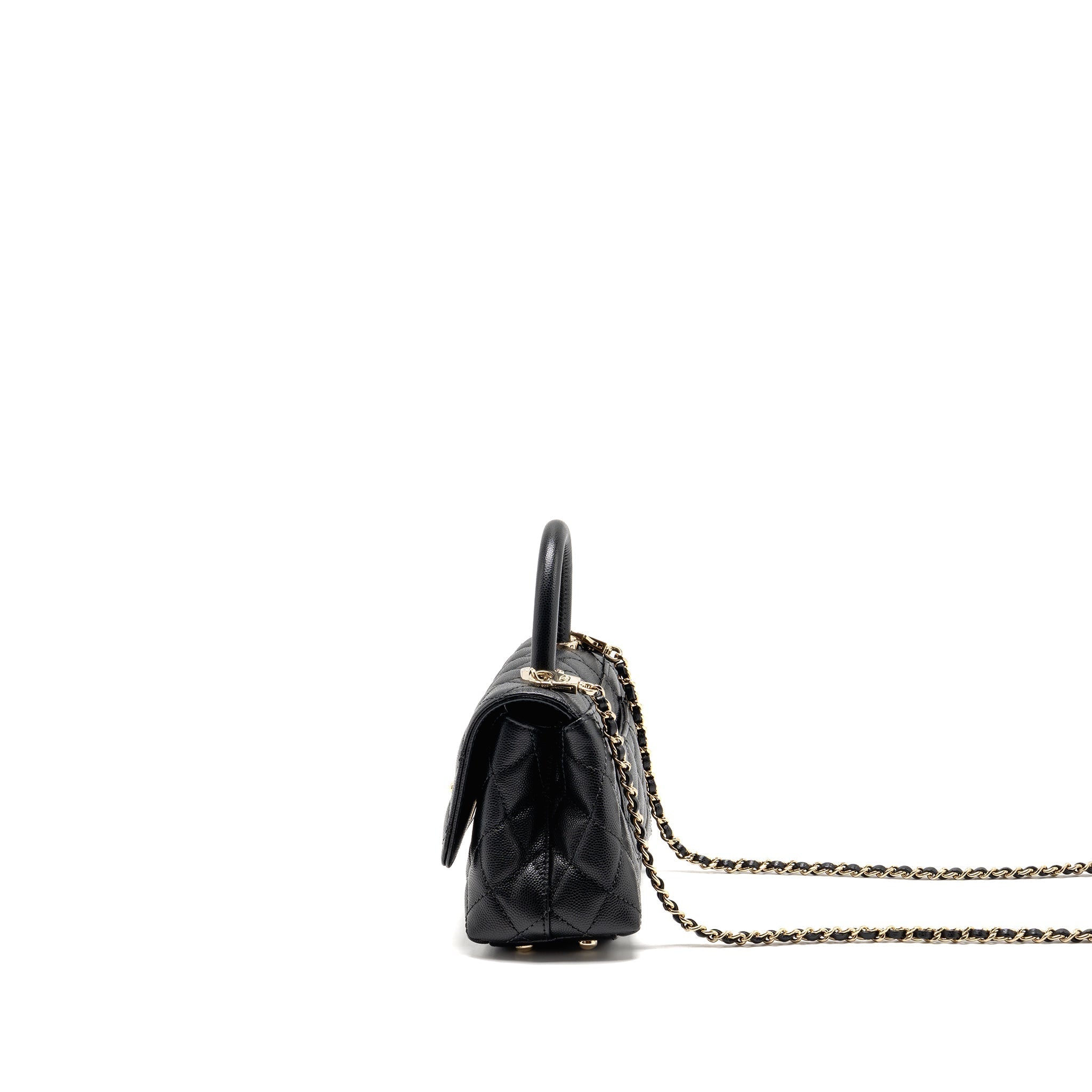 CHANEL MINI COCO HANDLE CAVIAR BLACK LGHW (MICROCHIP)