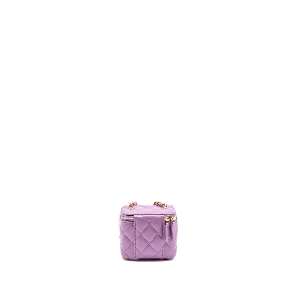 CHANEL PEARL CRUSH MINI VANITY WITH CHAIN LAMBSKIN PURPLE GHW