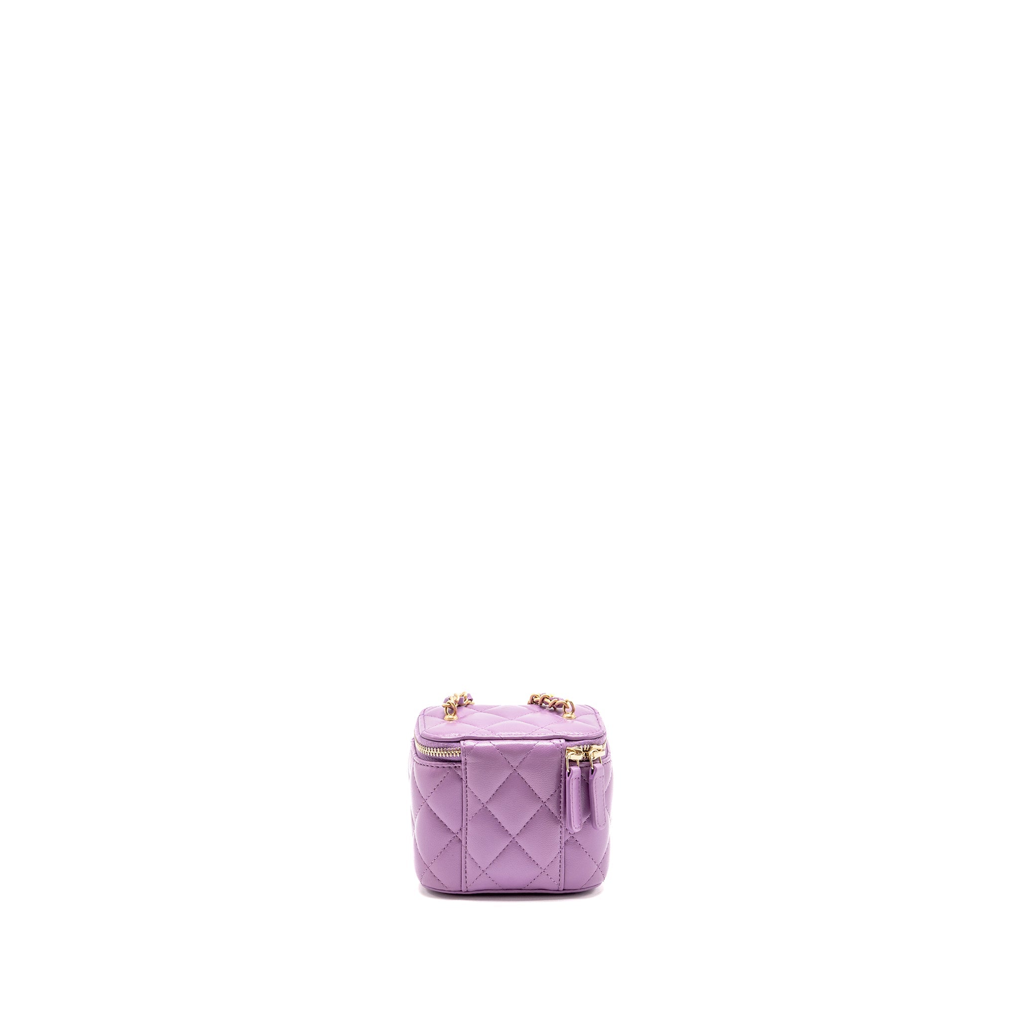 CHANEL PEARL CRUSH MINI VANITY WITH CHAIN LAMBSKIN PURPLE GHW