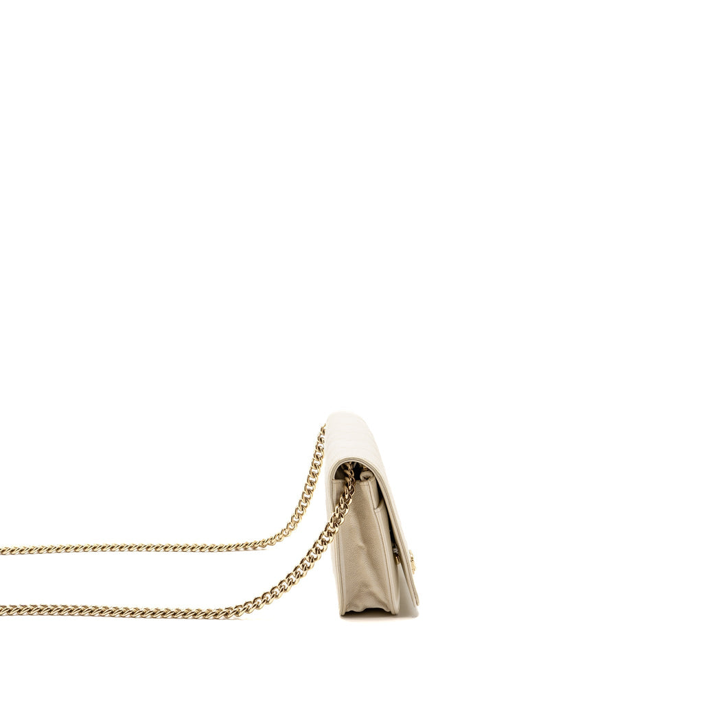 CHANEL BOY WALLET ON CHAIN CAVIAR WHITE LGHW