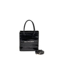 BALENCIAGA SHOPPING TOTE BAG XXS CROC EMBOSSED CALFSKIN BLACK SHW