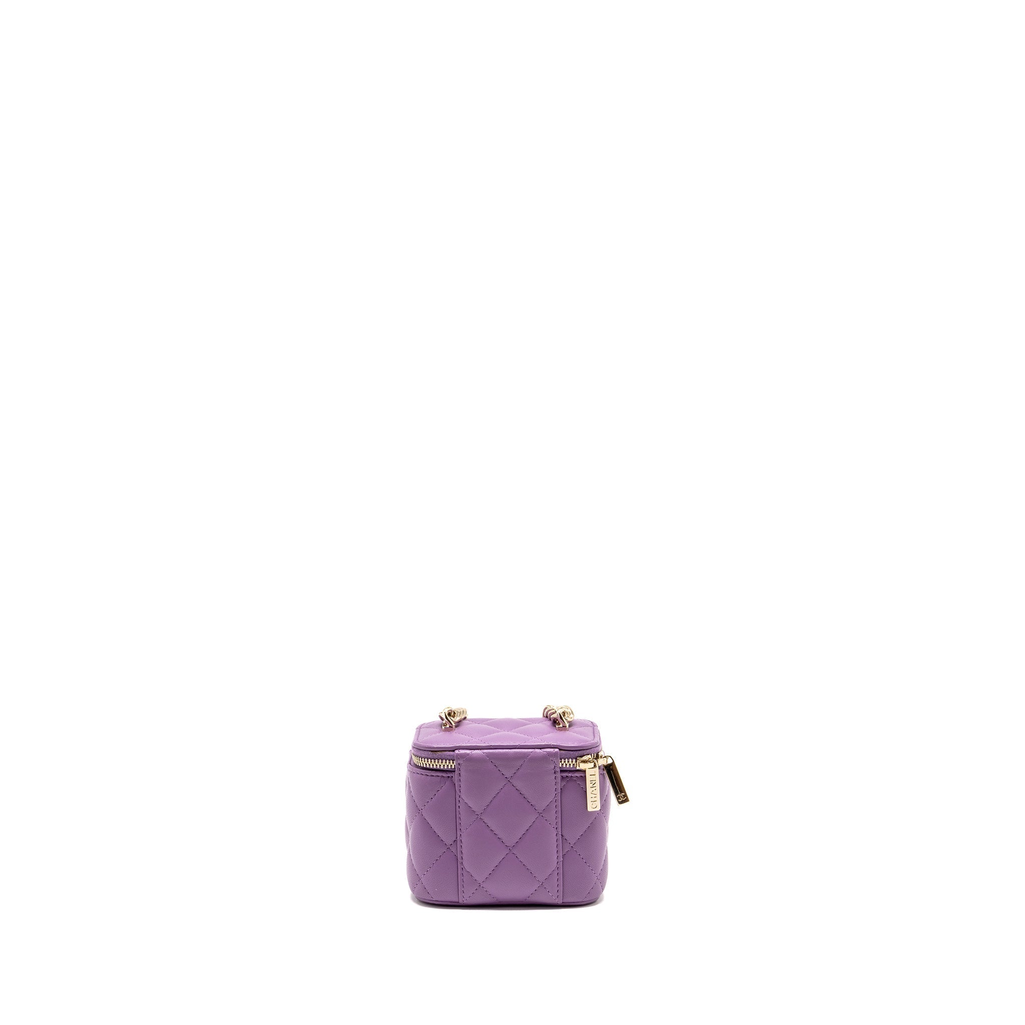 CHANEL MINI VANITY CASE WITH GIANT CHAIN LAMBSKIN PURPLE LGHW
