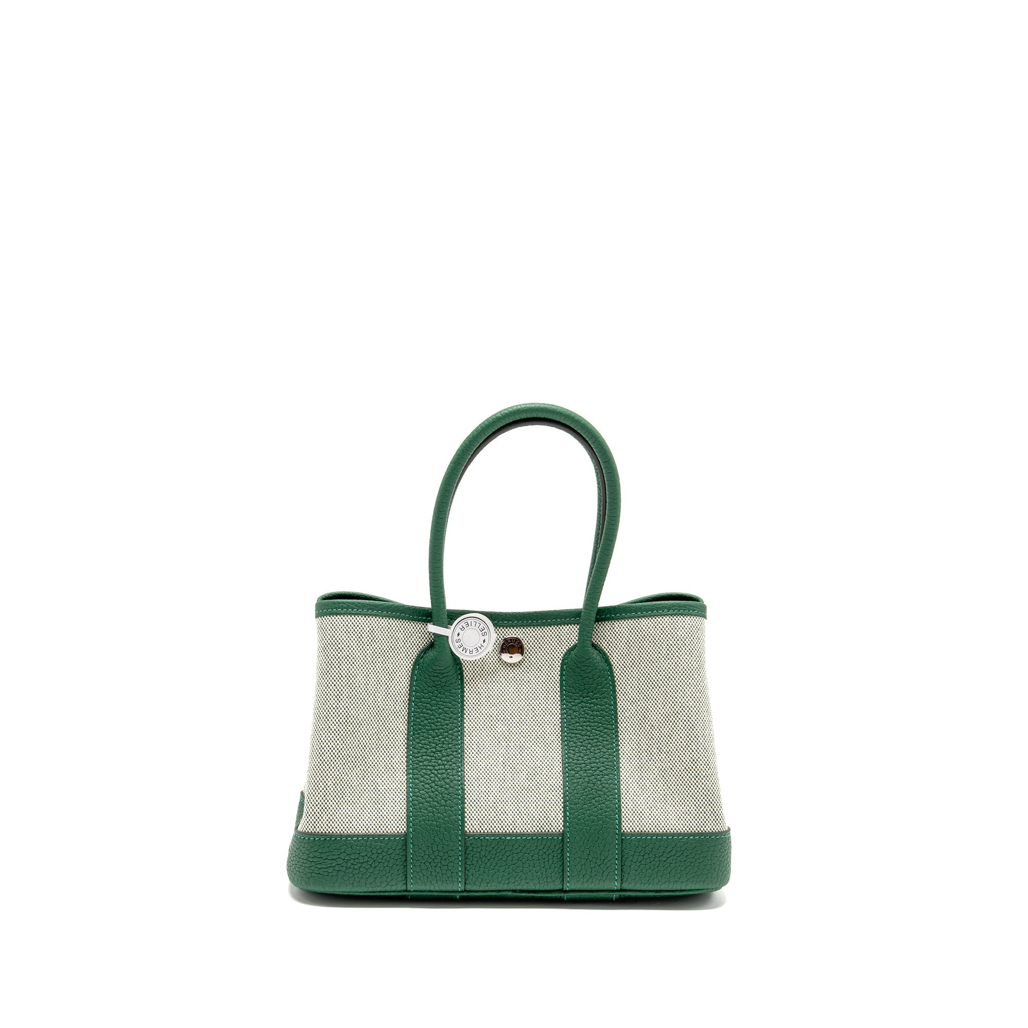 HERMES NEO GARDEN PARTY 23 CANVAS/NEGONDA ECRU/VERT MOYEN SHW