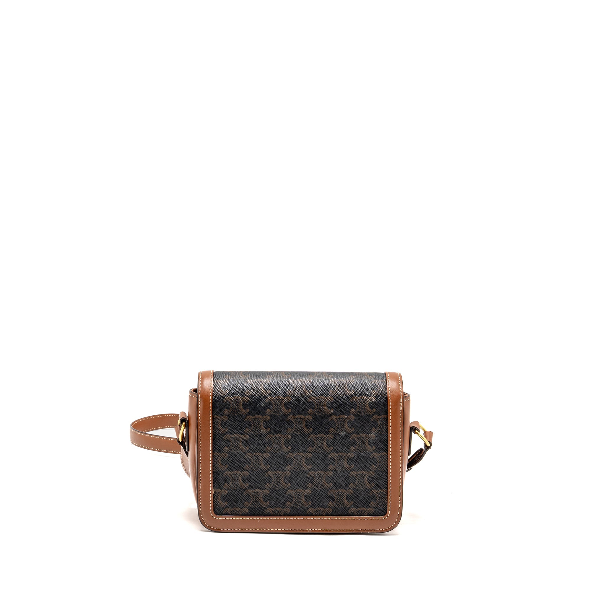 CELINE TEEN TRIOMPHE BAG TRIOMPHE CALFSKIN/CANVAS BROWN/MULTICOLOOUR GHW