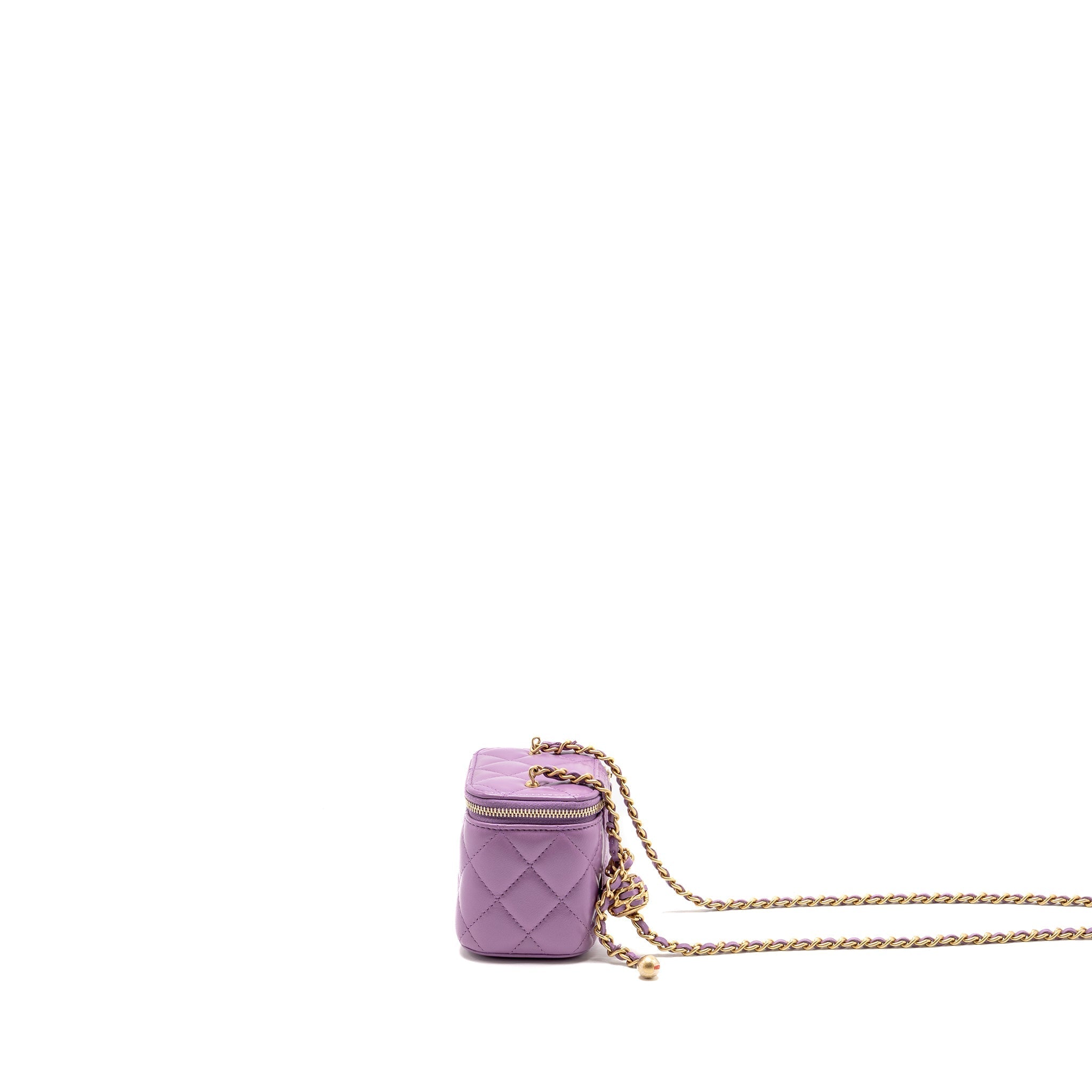 CHANEL PEARL CRUSH MINI VANITY WITH CHAIN LAMBSKIN PURPLE GHW