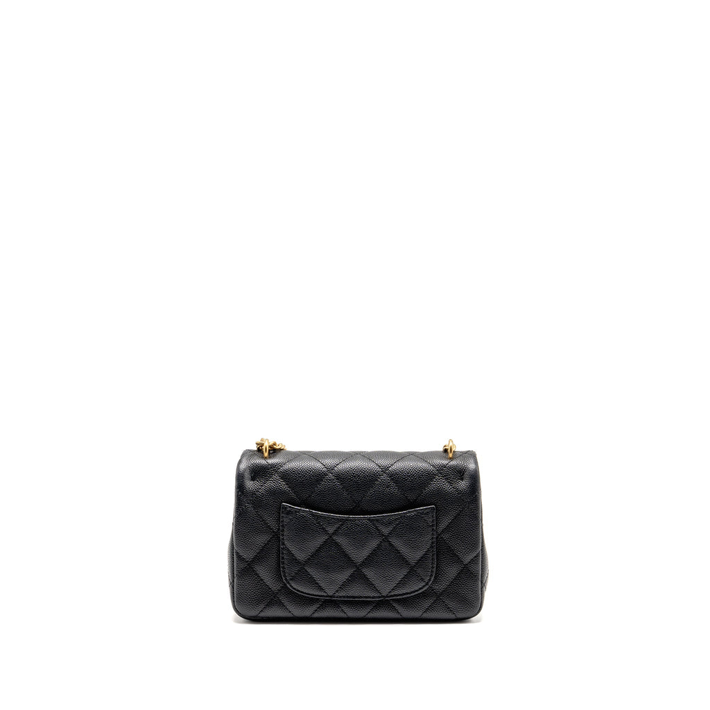 CHANEL COCO LOVE MINI FLAP BAG ADJUSTABLE CHAIN CAVIAR BLACK GHW (MICROCHIP)