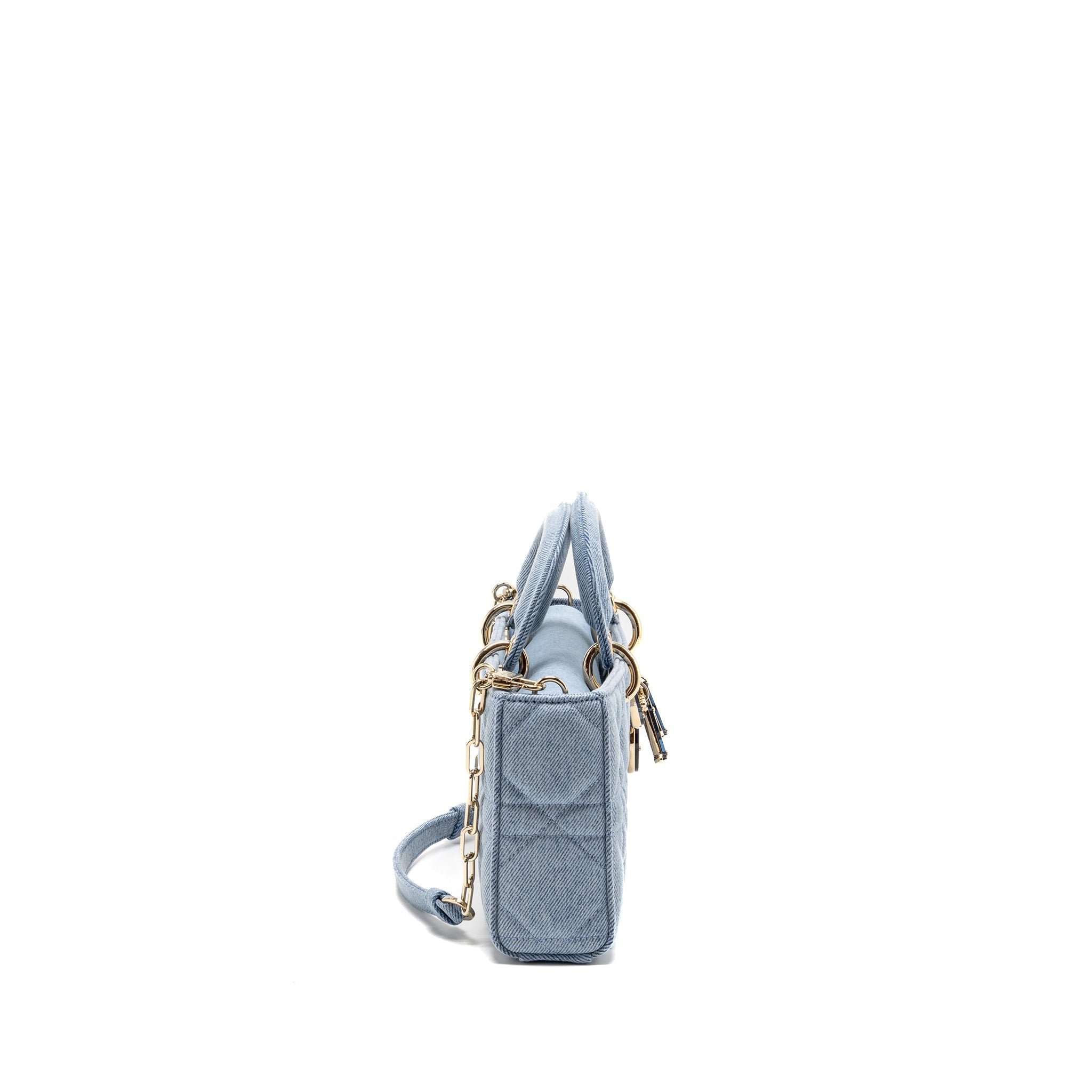 DIOR MEDIUM LADY D-JOY BAG DENIM BLUE LGHW