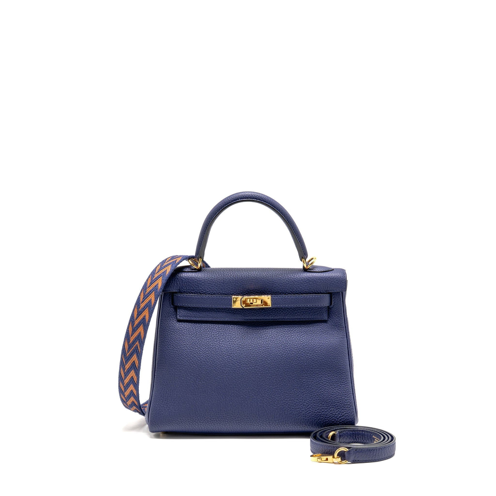 HERMES KELLY 25 TOGO BLUE GHW