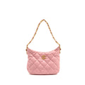 CHANEL 22K HOBO BAG WITH LOGO CHAIN LAMBSKIN PINK GHW (MICROCHIP)