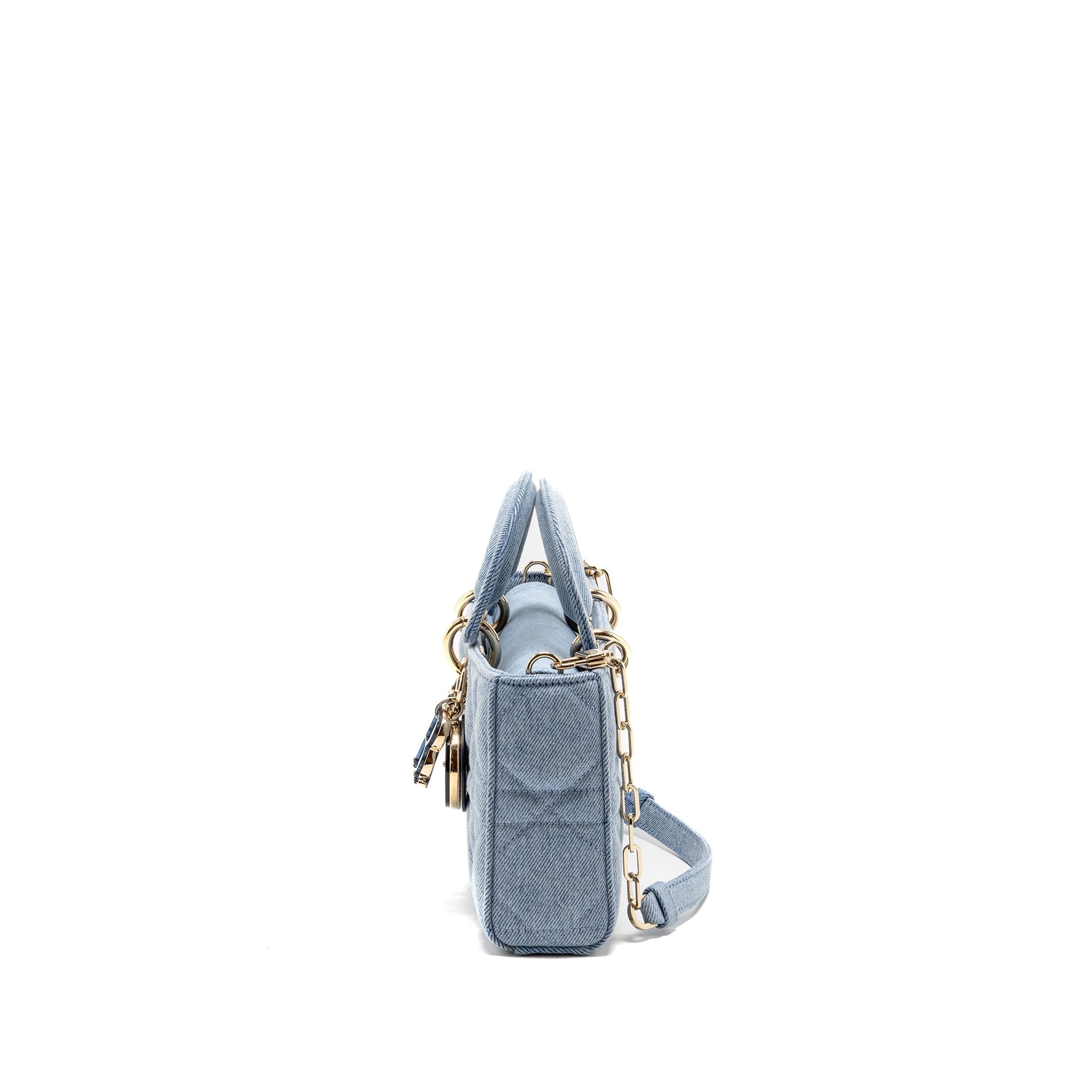 DIOR MEDIUM LADY D-JOY BAG DENIM BLUE LGHW
