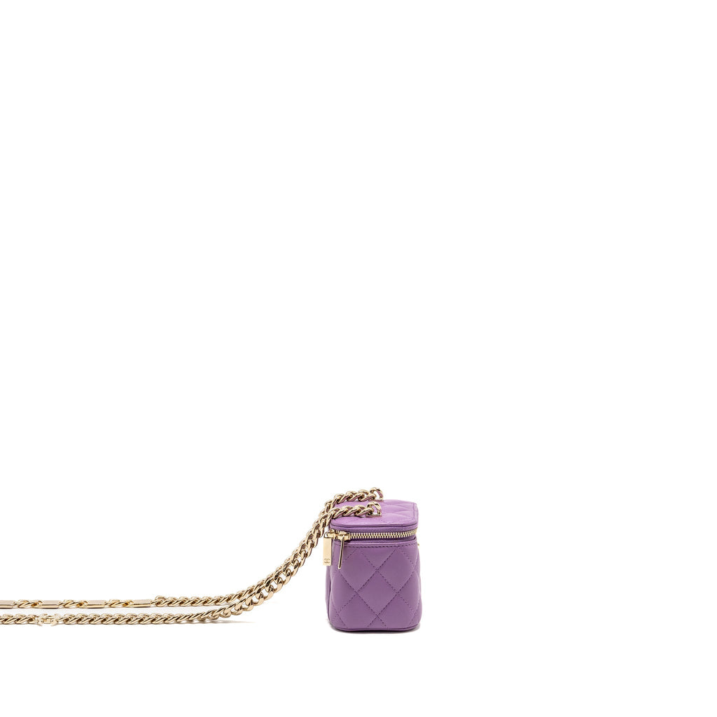 CHANEL MINI VANITY CASE WITH GIANT CHAIN LAMBSKIN PURPLE LGHW
